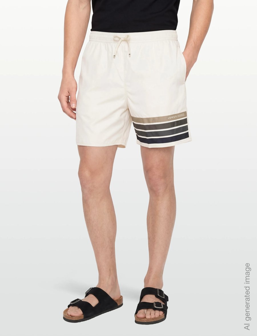 Armani Exchange - BOXER BEACHWEAR - badeshorts - cream - 3