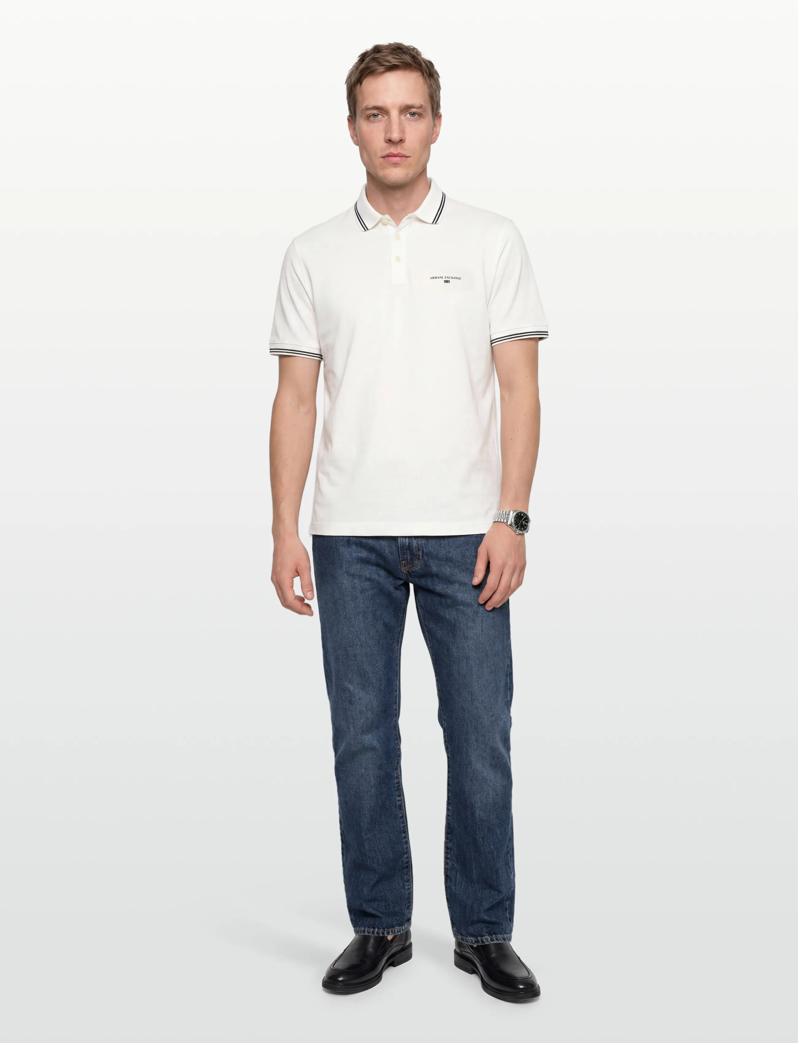 Armani Exchange POLO SHIRT - Clothing - OFF WHITE / cream