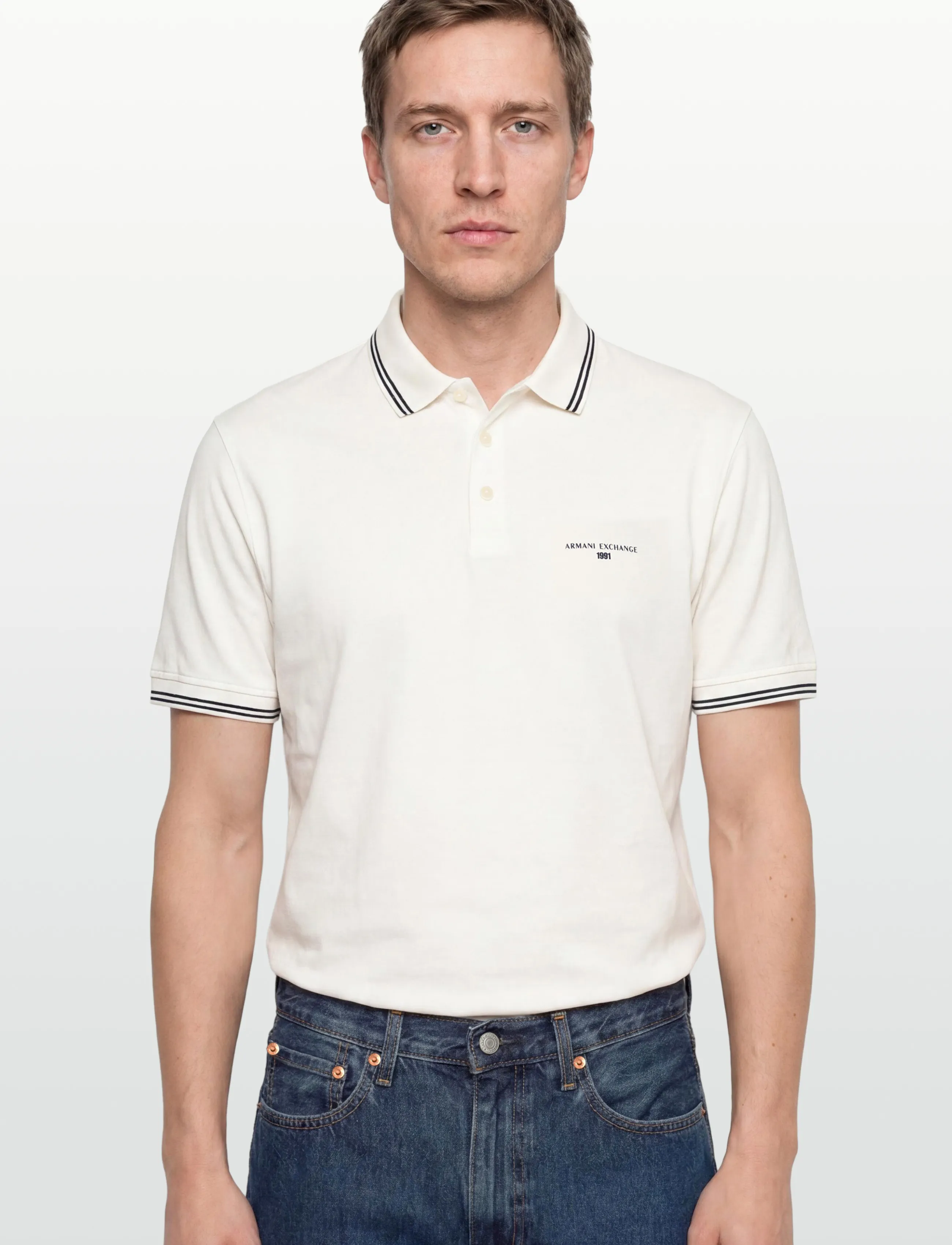Armani Exchange - POLO SHIRT - krótki rękaw - off white - 3