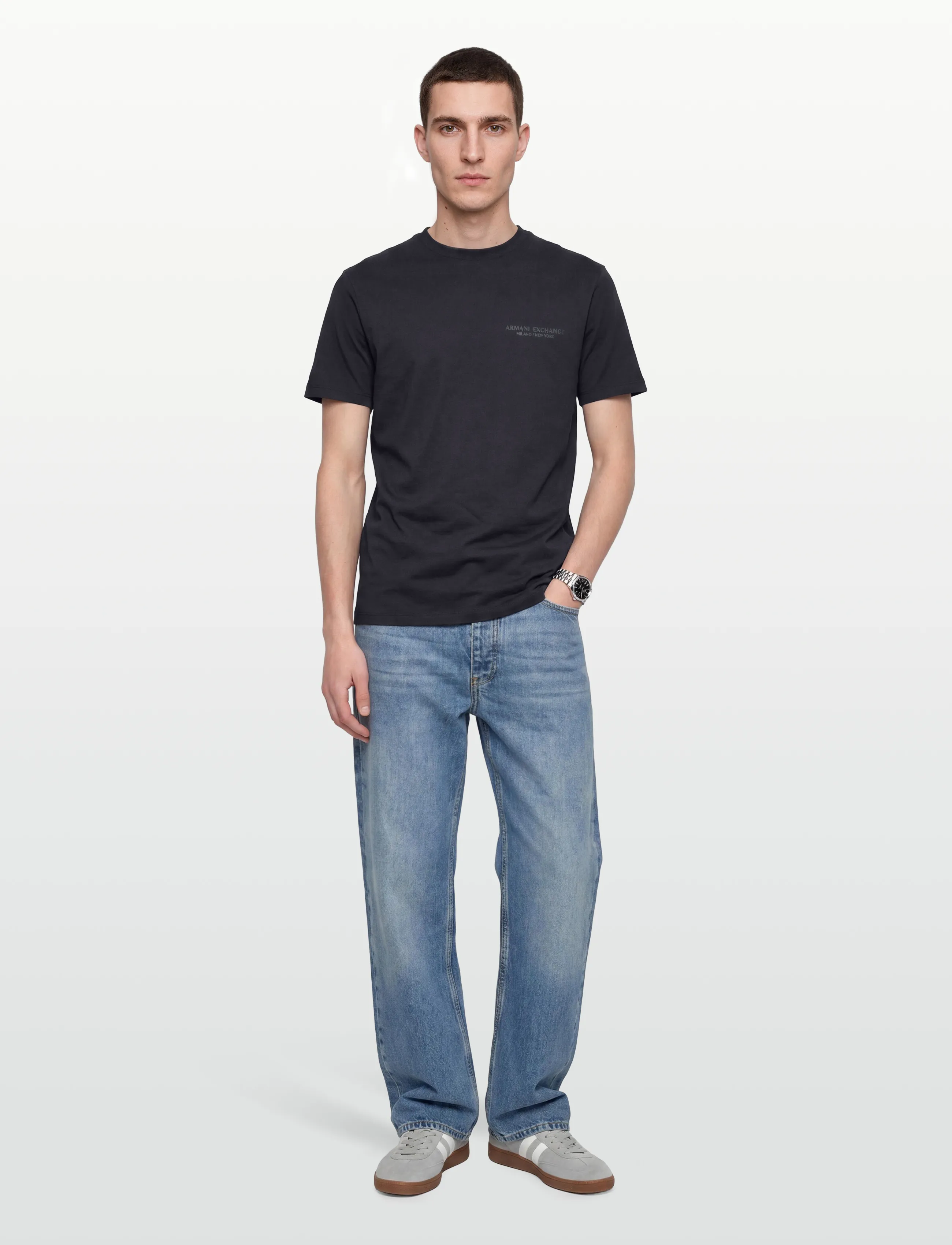 Armani Exchange T-Shirt, L, Navy, T-Shirts > Kortærmede, Herre