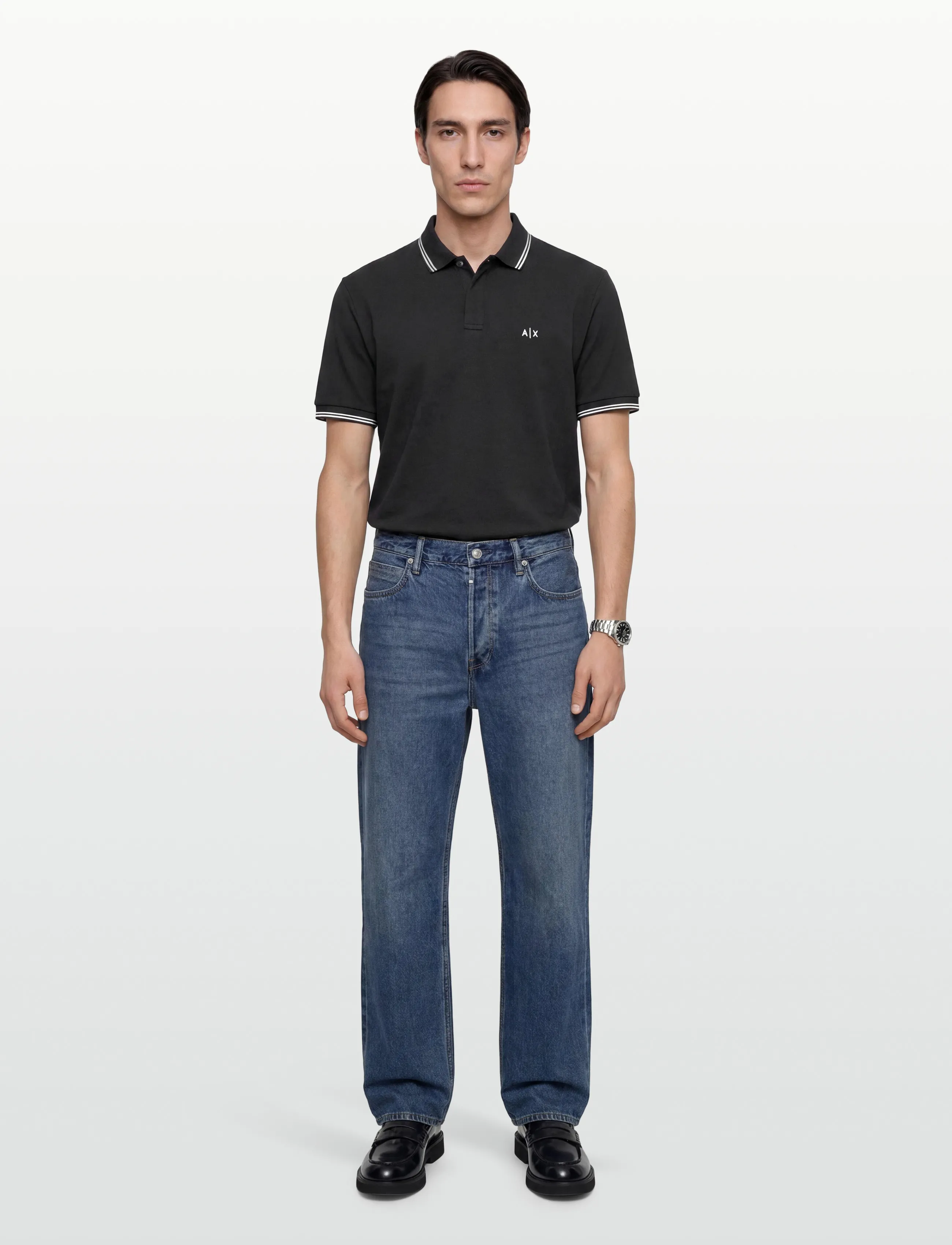 Armani Exchange Polo Shirt, XS, Polos, Schwarz - Short-sleeved, Männerswear