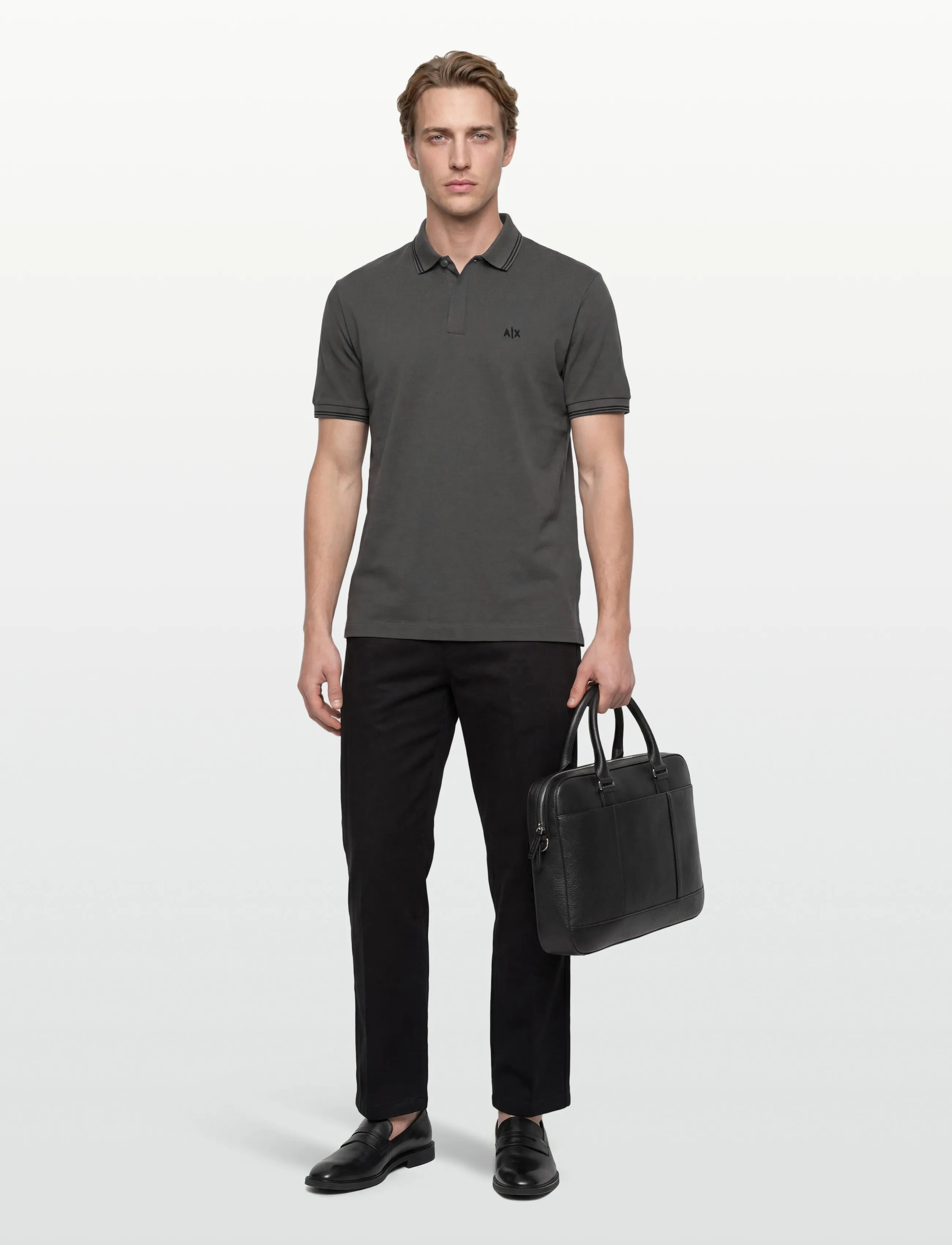 Armani Exchange POLO SHIRT - Poloshirts - SAGE / grey