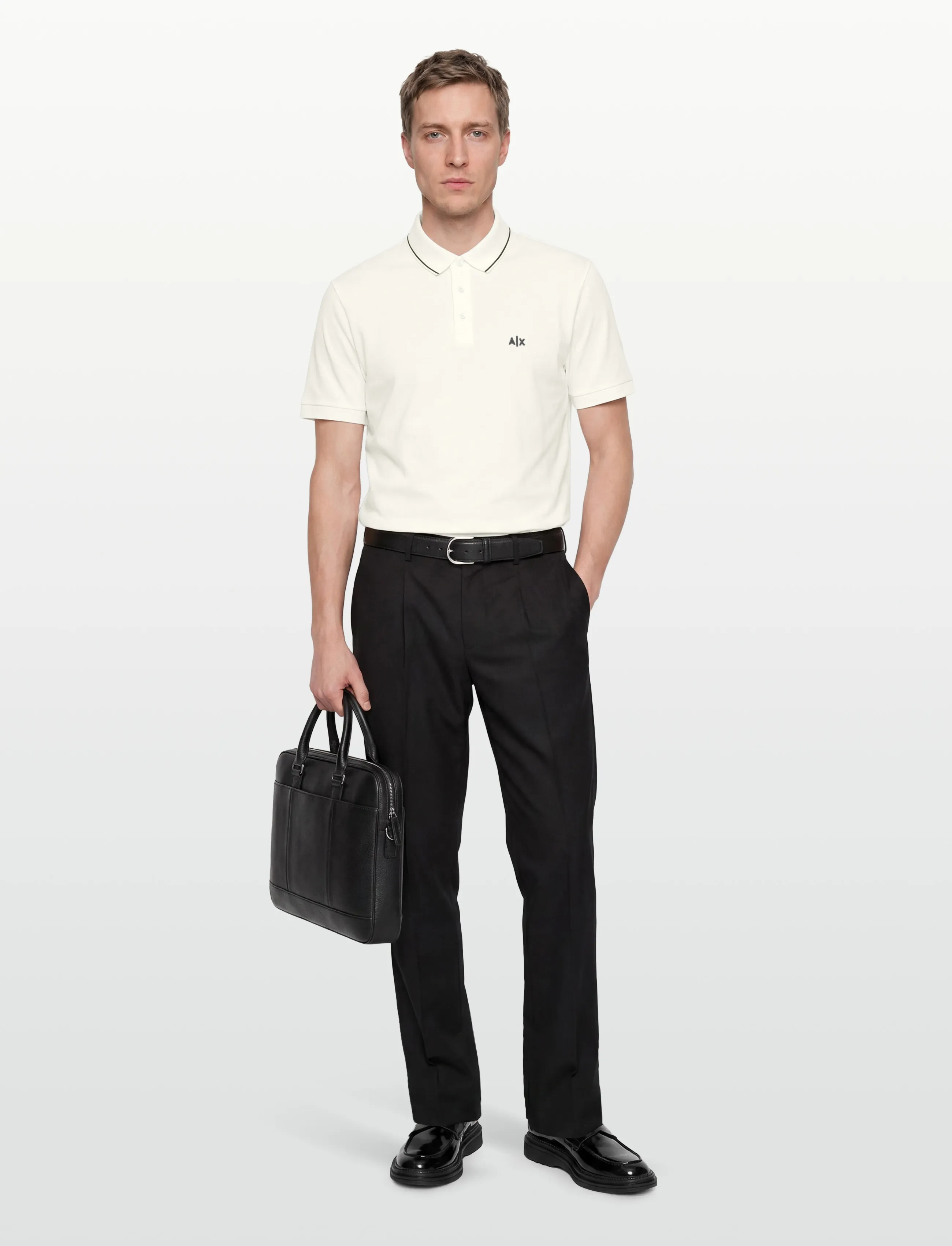 Armani Exchange Polo Shirt, M, Polos, Creme - Short-sleeved, Männerswear