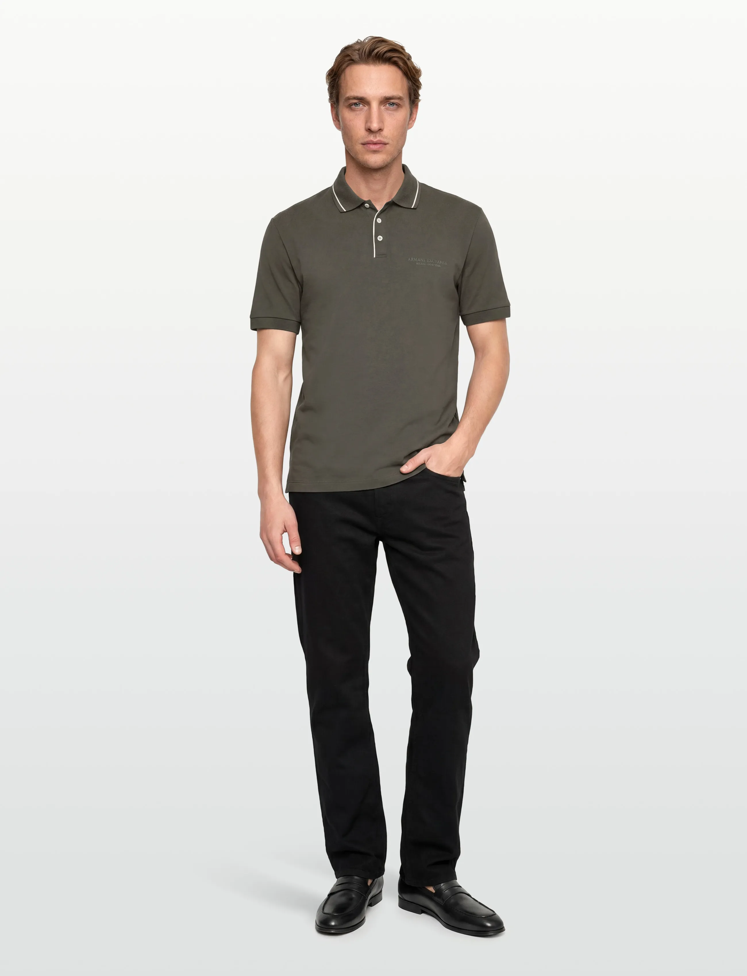 Armani Exchange Polo Shirt, XS, Khaki green, T-Shirts > Kortærmede, Herre