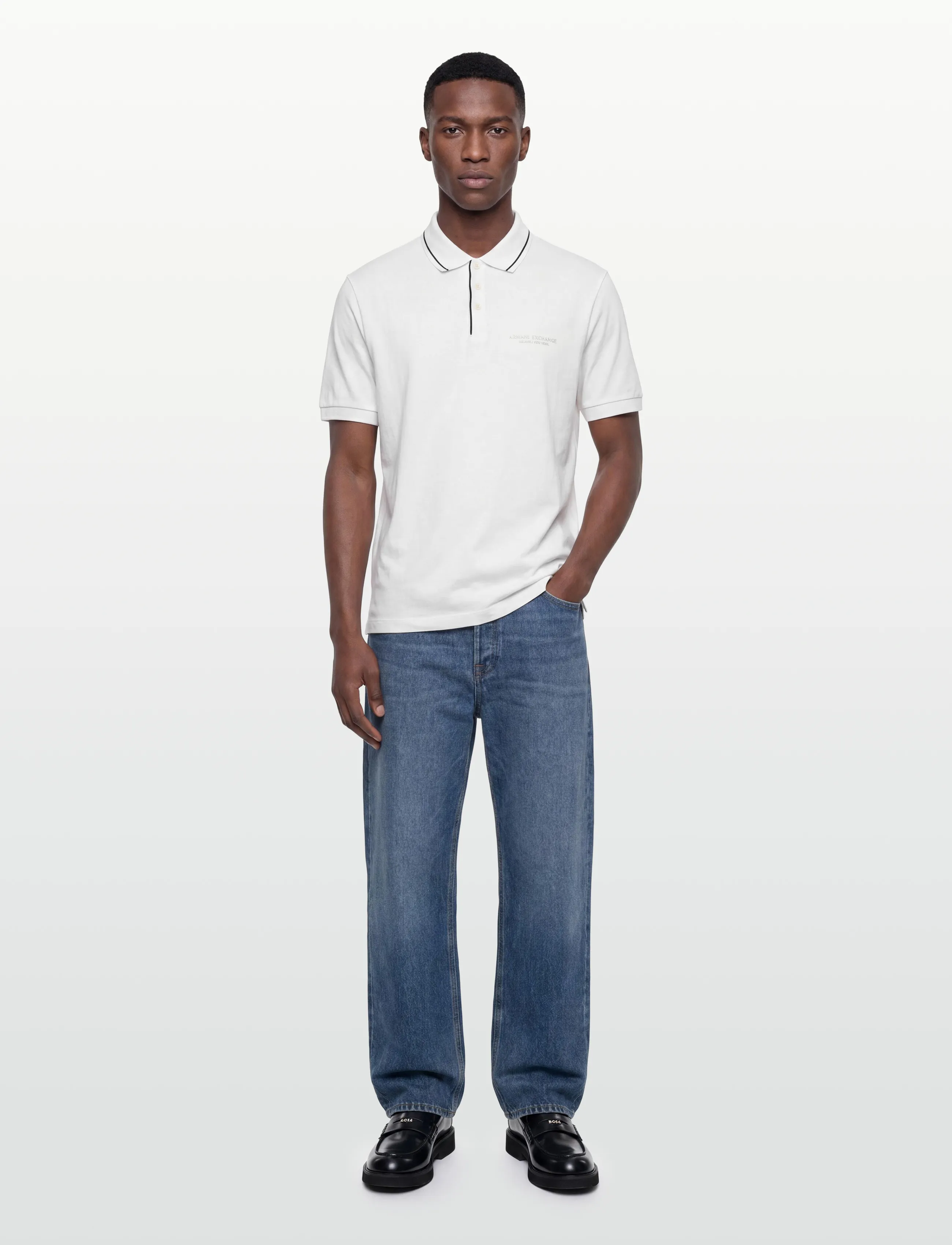 Armani Exchange Polo Shirt, S, Cream, T-Shirts > Kortærmede, Herre