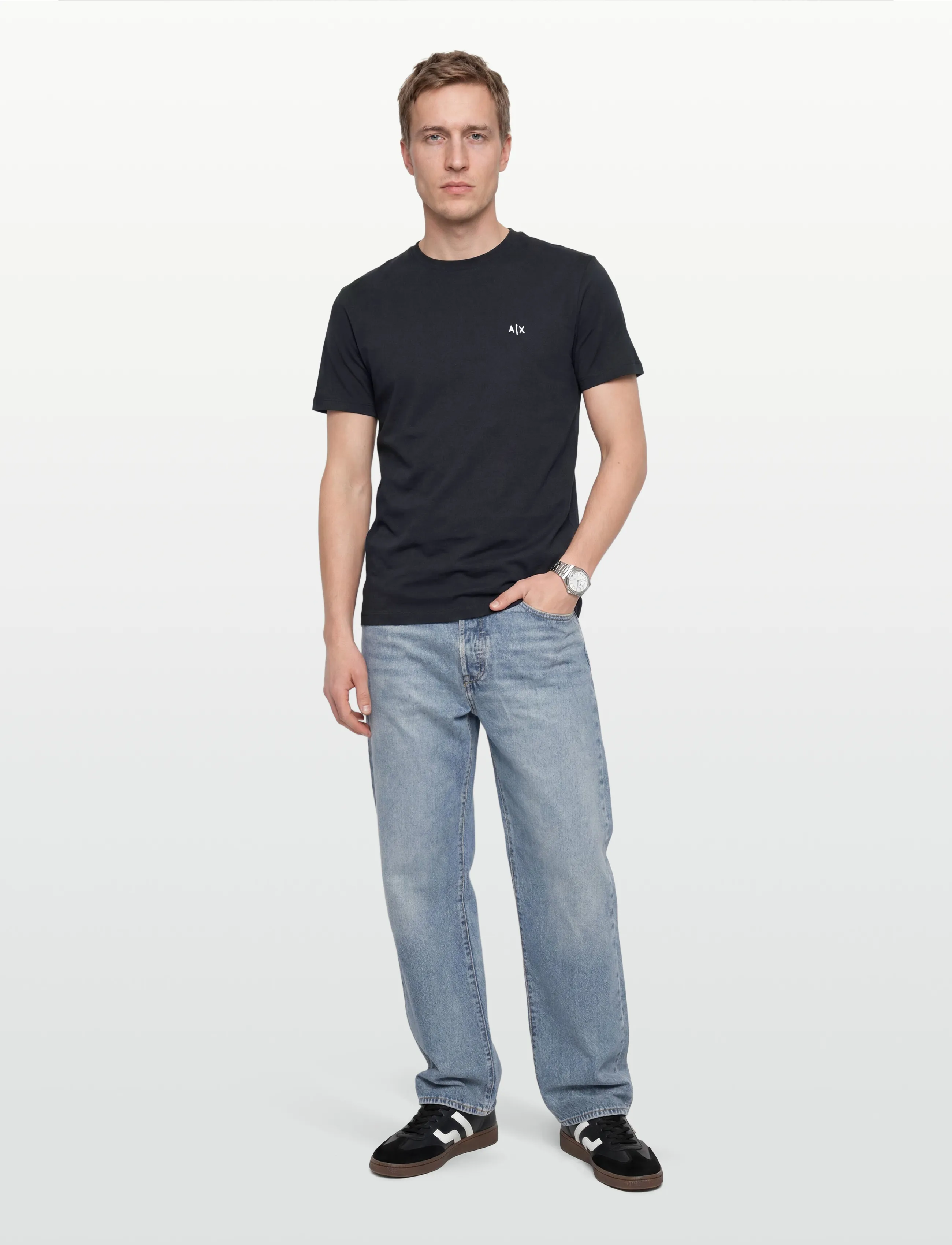 Armani Exchange T-Shirt, L, Navy, T-Shirts > Kortærmede, Herre
