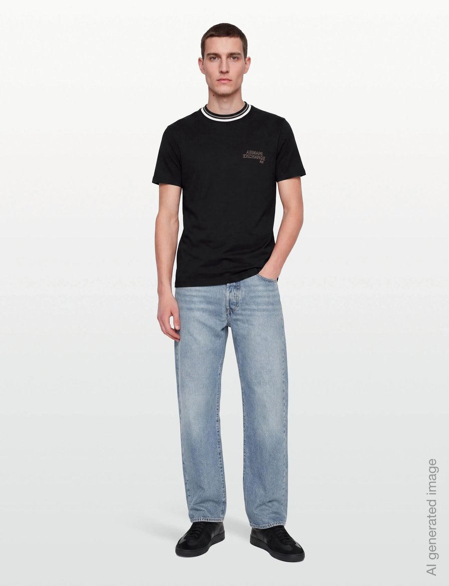 Armani Exchange - T-SHIRT - kurzärmelige t-shirts - black - 0