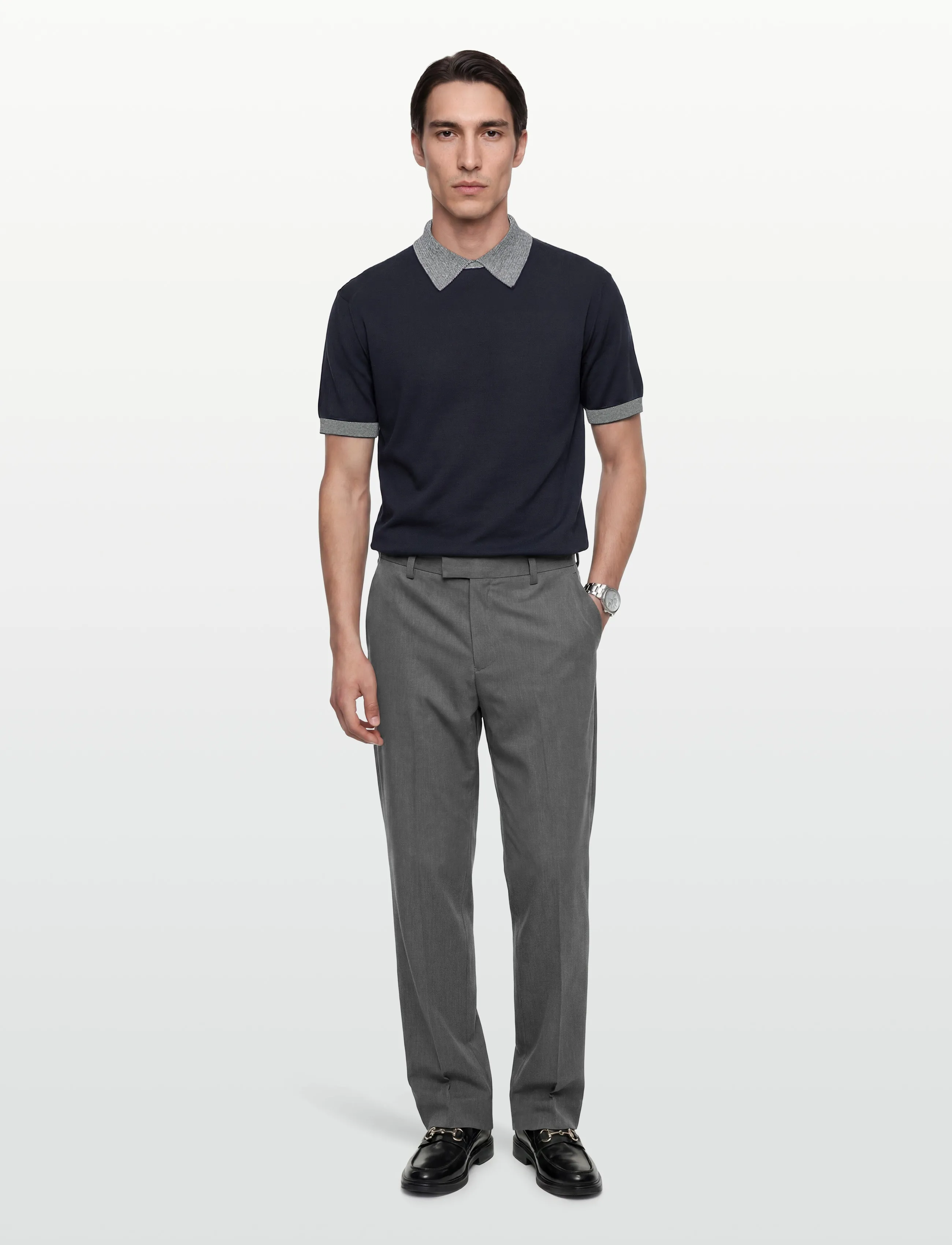 Armani Exchange - KNIT POLO - strickmode - deep navy - 0