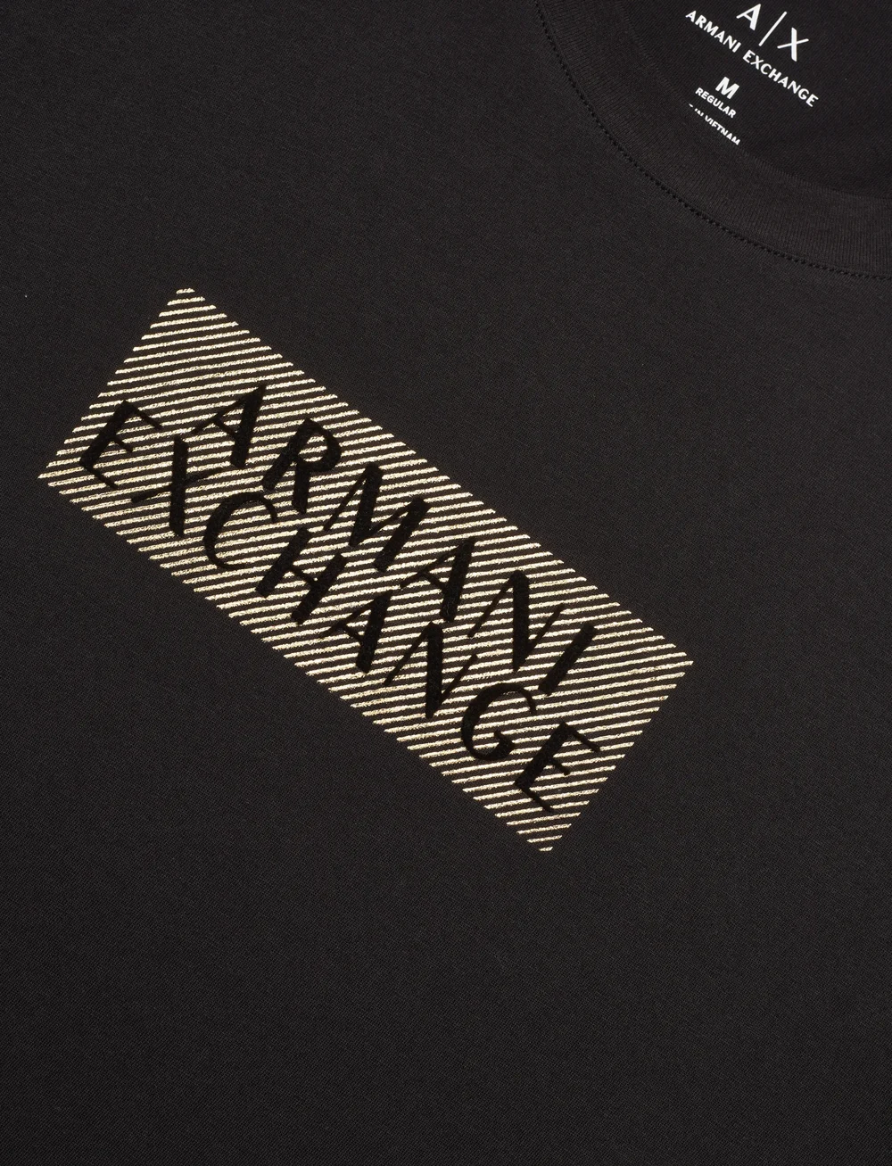 Armani Exchange - T-SHIRT - kortärmade t-shirts - black diagonal gold - 2