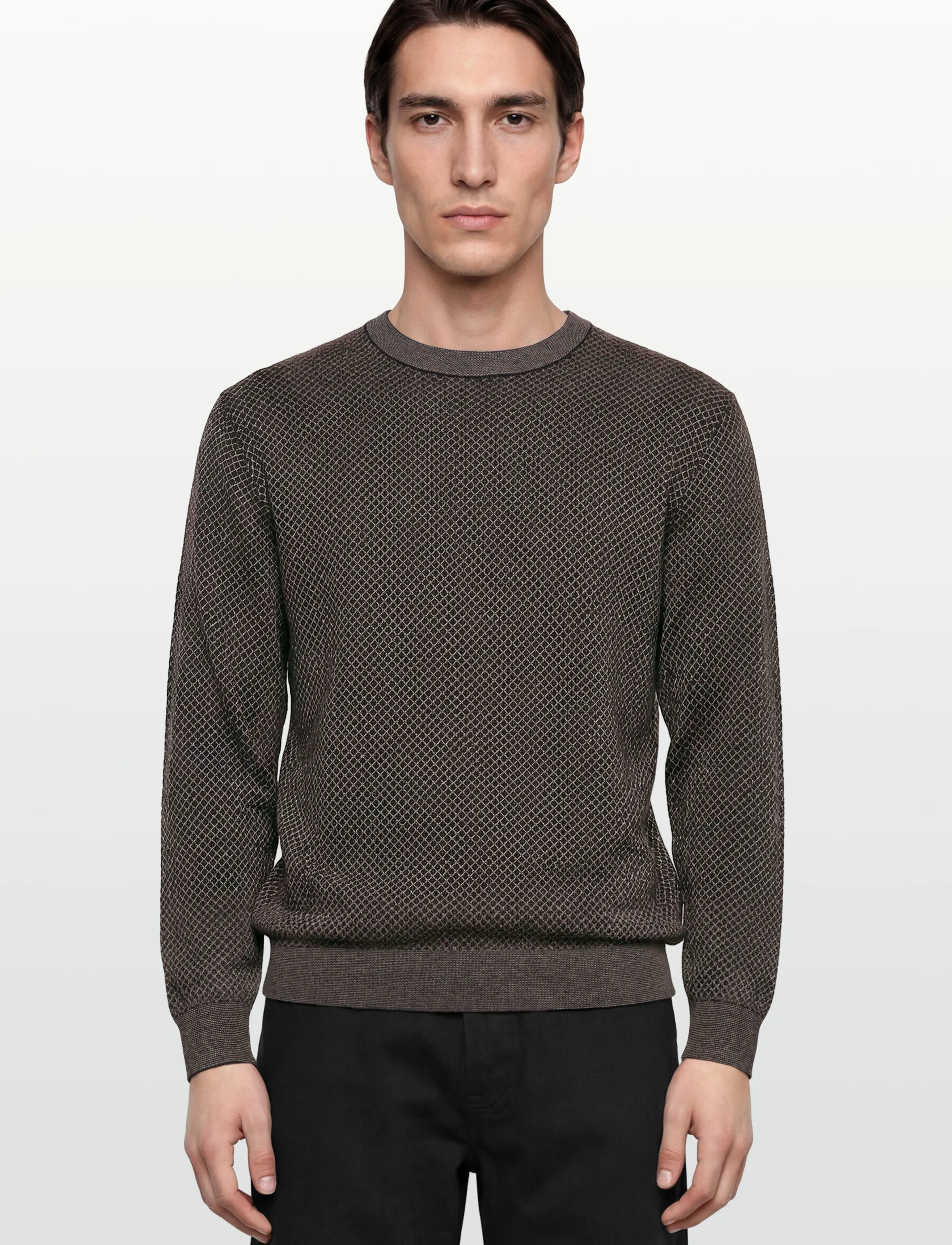 Armani Exchange - PULLOVER - strickmode - black/driftwood sloped - 3