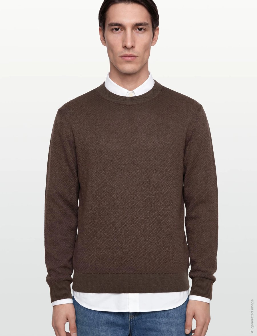Armani Exchange - PULLOVER - rundhals - chocolate/sage net - 3