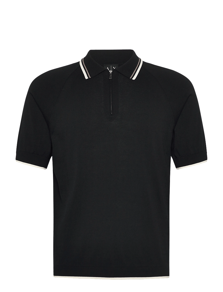Armani Exchange - KNIT POLO - knitted polos - black - 1
