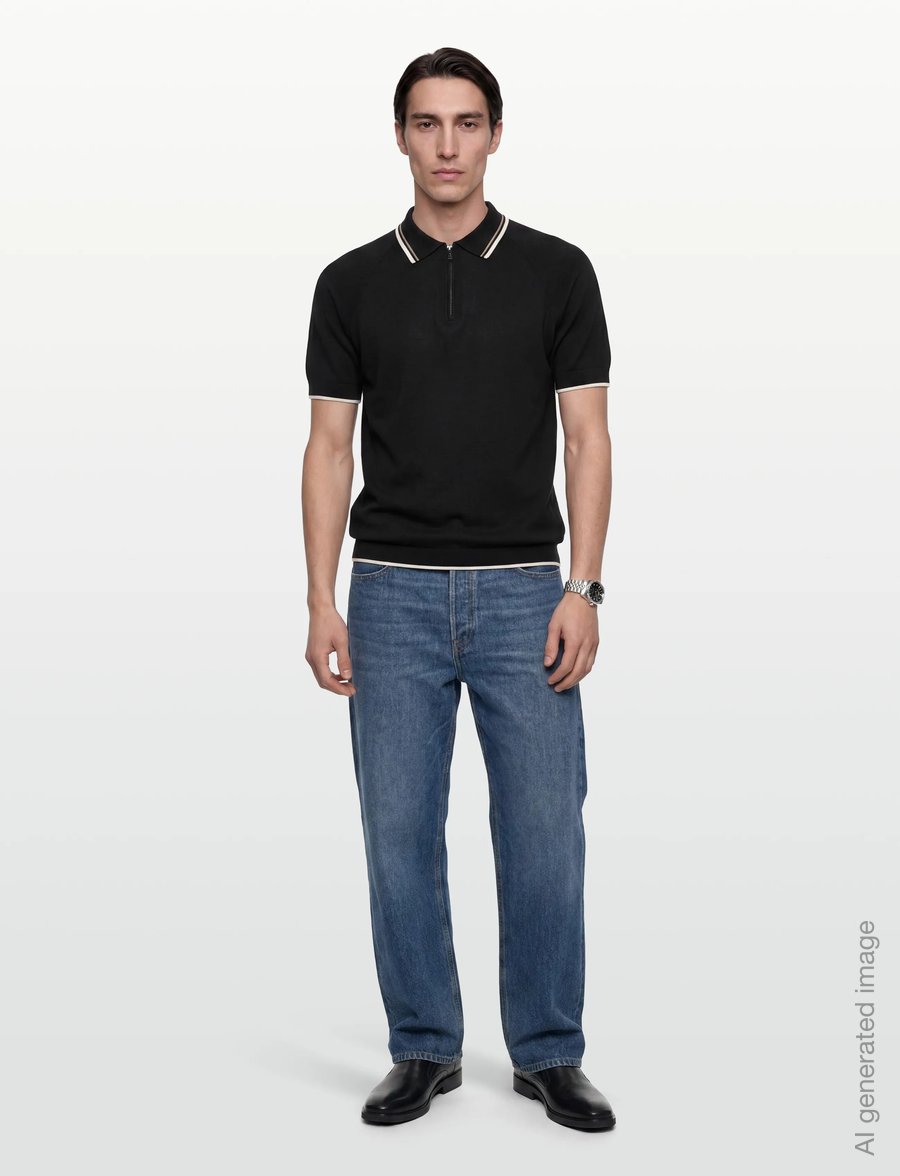 Armani Exchange - KNIT POLO - knitted polos - black - 0