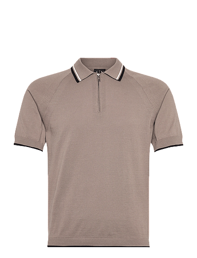 Armani Exchange KNIT POLO - Poloskjorter i strik med korte ærmer - DRIFTWOOD / black