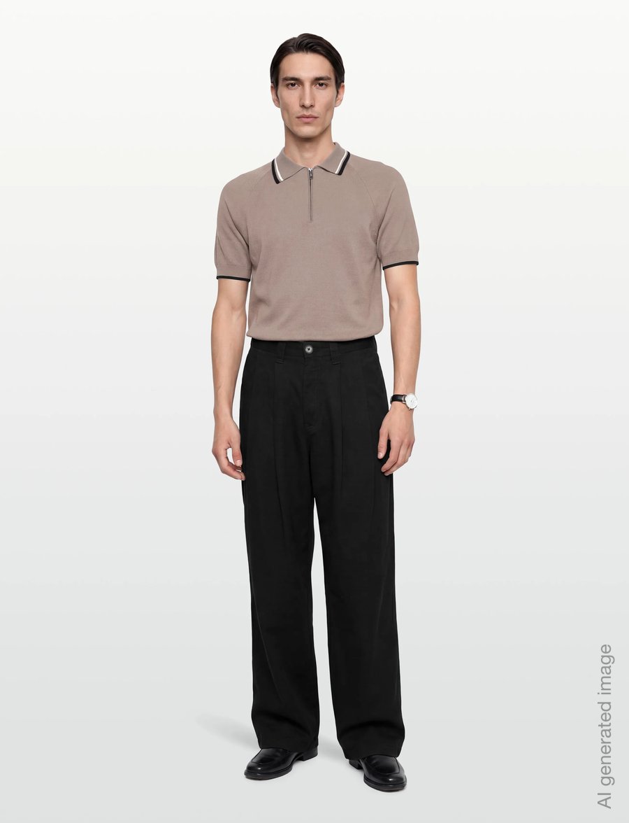 Armani Exchange - KNIT POLO - langärmlige strick-polohemden - driftwood - 0