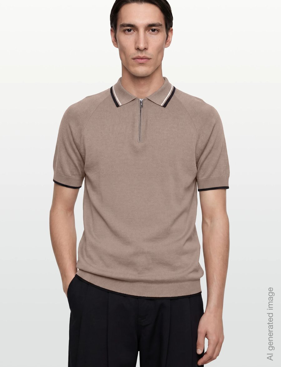 Armani Exchange - KNIT POLO - langärmlige strick-polohemden - driftwood - 3