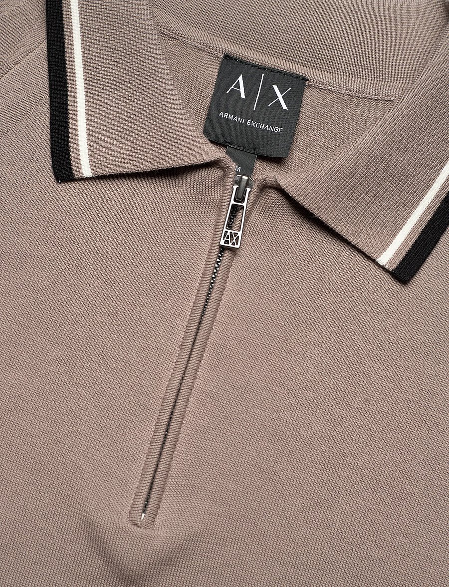 Armani Exchange - KNIT POLO - langärmlige strick-polohemden - driftwood - 5