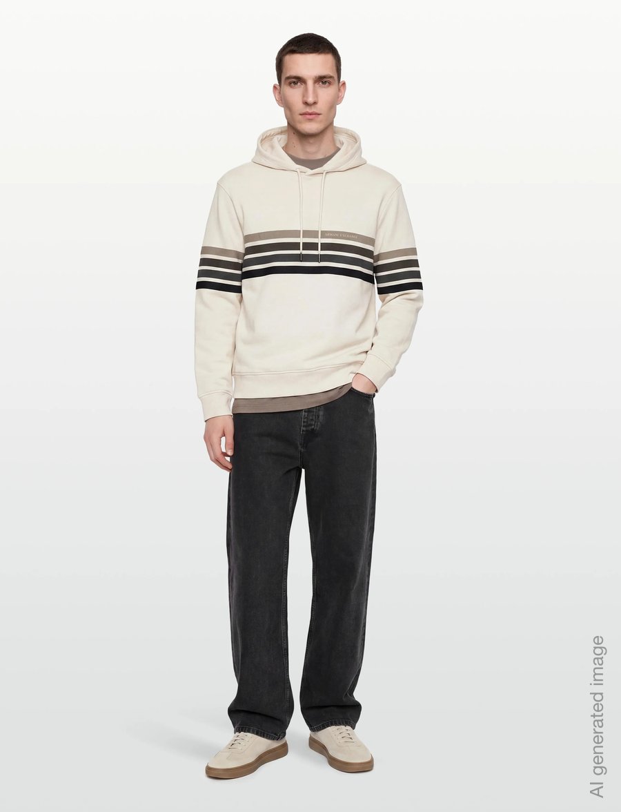 Armani Exchange - SWEATSHIRT - kapuzenpullover - cream - 0