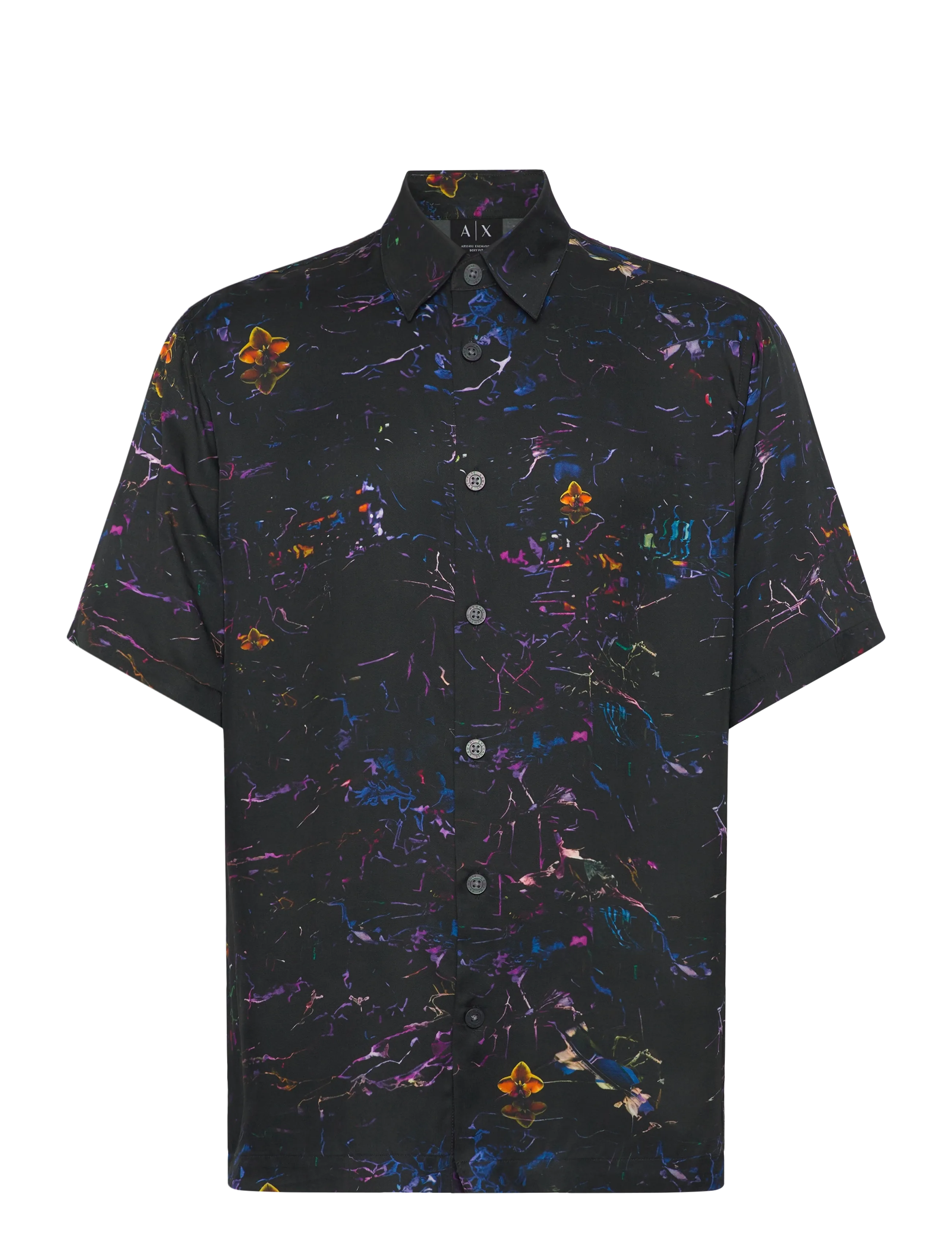 Armani Exchange SHIRT - Hemden - FLOWER PH. ALLOVER / black