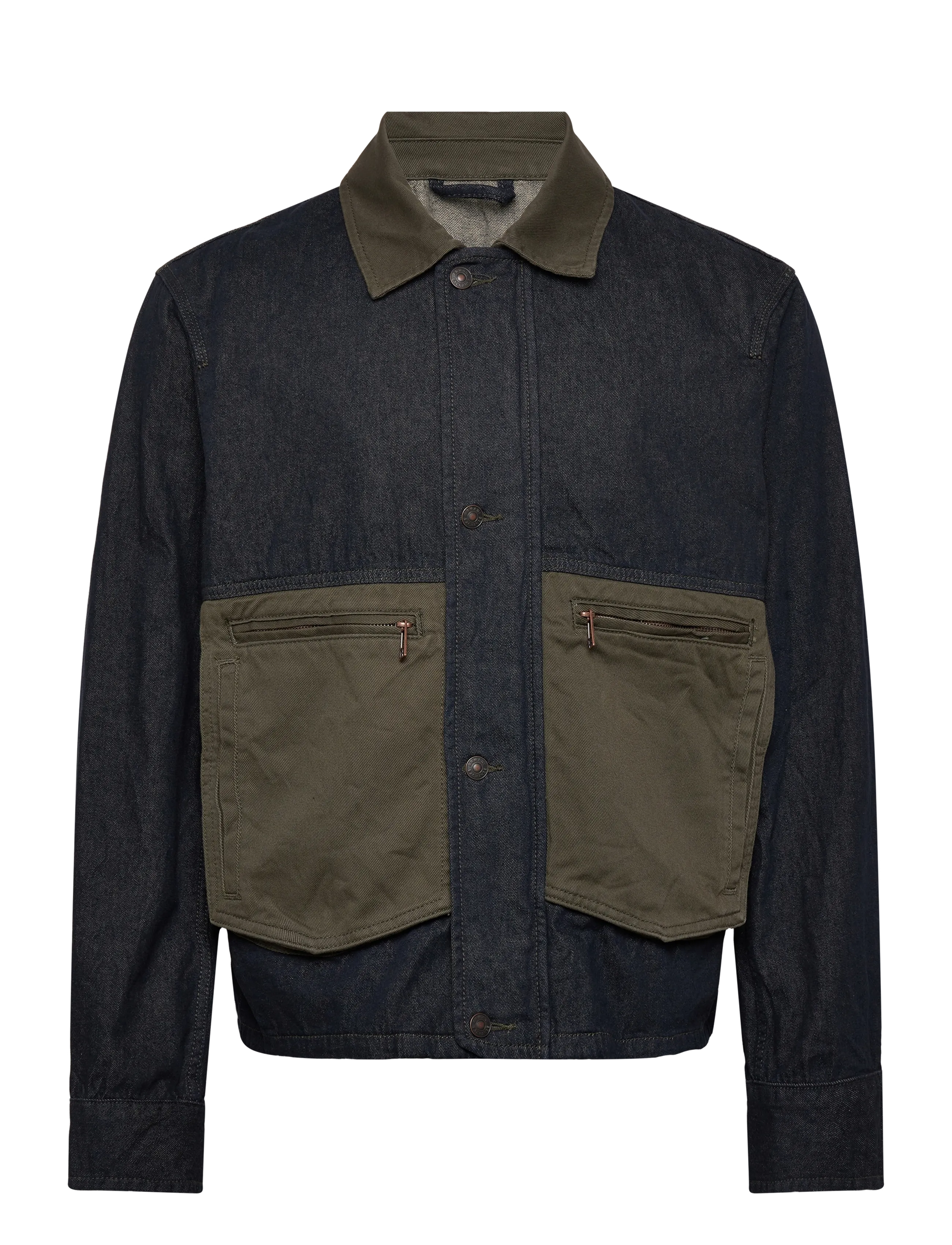 Armani Exchange BLOUSON JACKET - Teksariided - BLUE DENIM / khaki/green