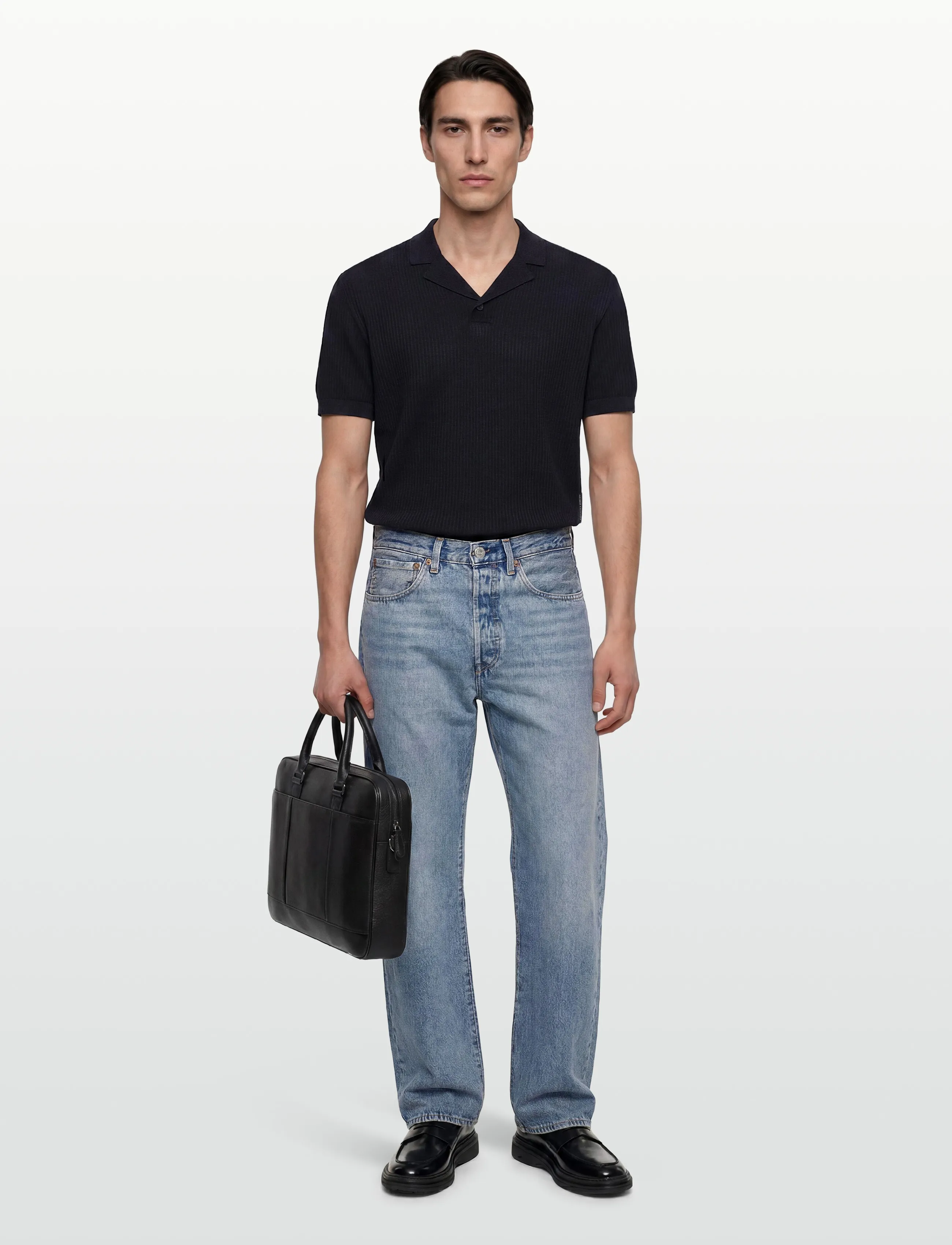 Armani Exchange Knit Polo, Mænd, Strikket Polo, Navy, Str: XL
