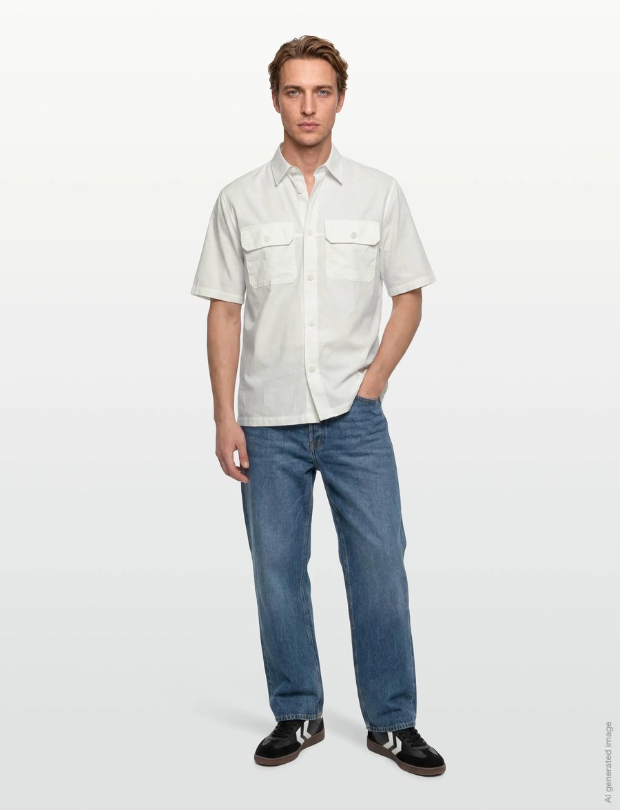 Armani Exchange - SHIRT - kortärmade skjortor - off white - 0