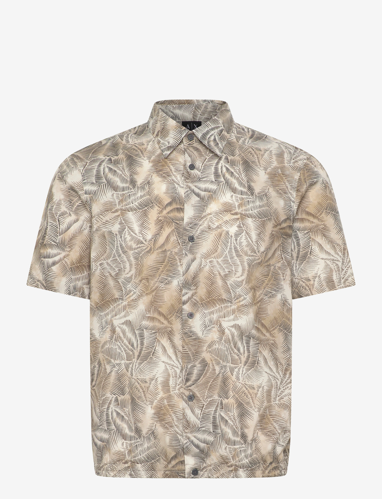Armani Exchange - SHIRT - kurzarmhemden - cream leaf allover b - 1
