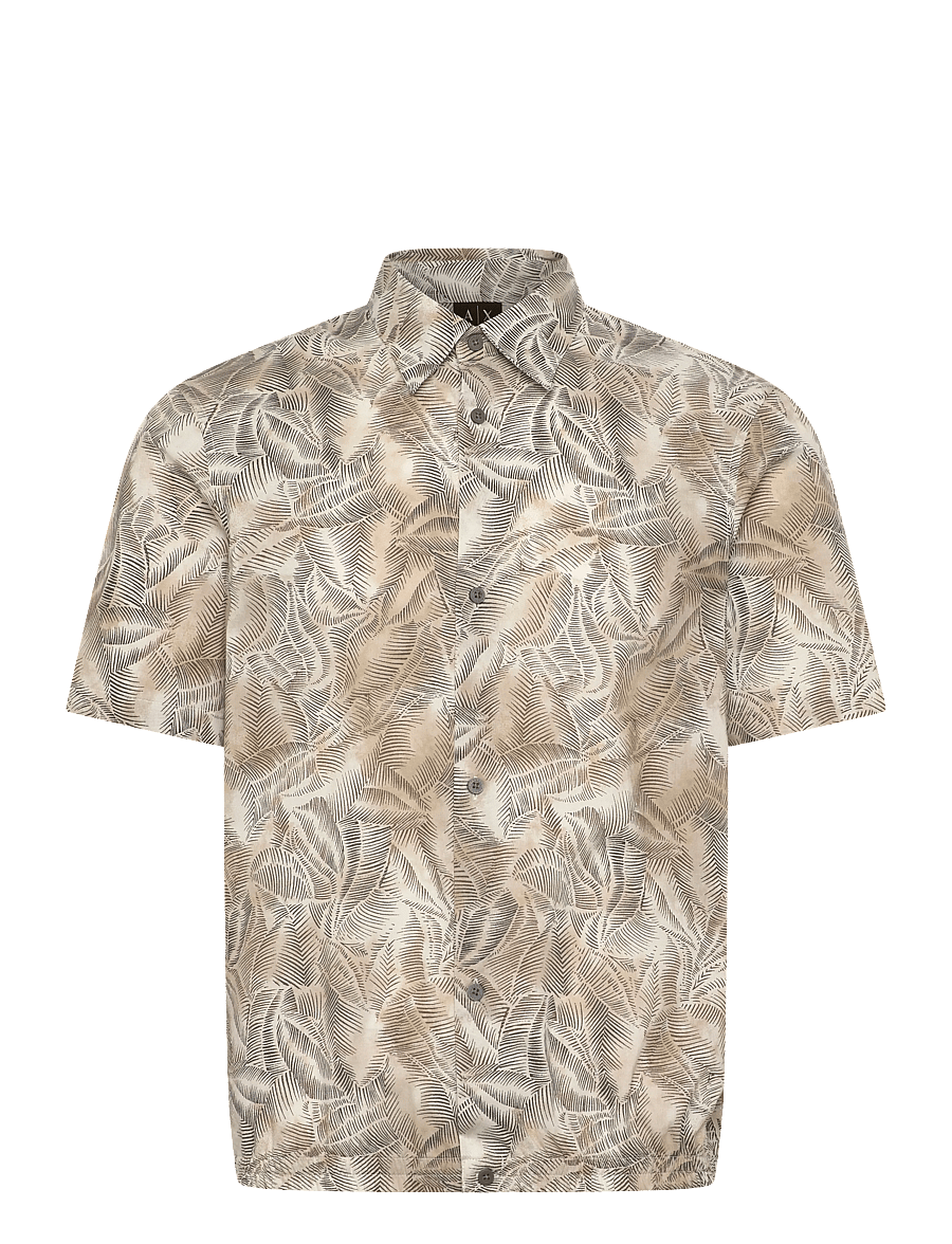 Armani Exchange - SHIRT - short-sleeved shirts - cream leaf allover b - 1