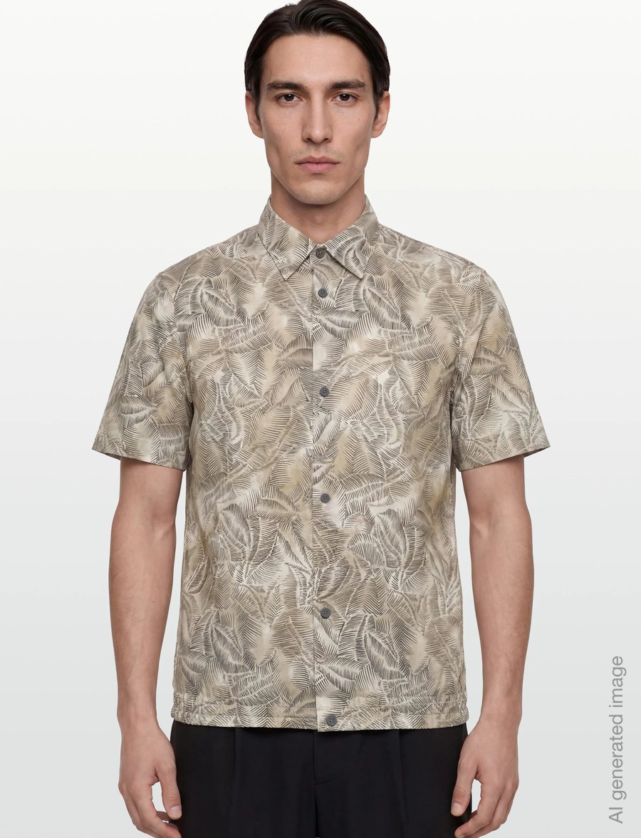 Armani Exchange - SHIRT - short-sleeved shirts - cream leaf allover b - 3