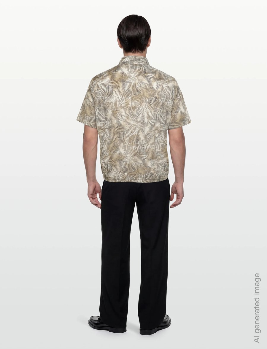 Armani Exchange - SHIRT - short-sleeved shirts - cream leaf allover b - 4