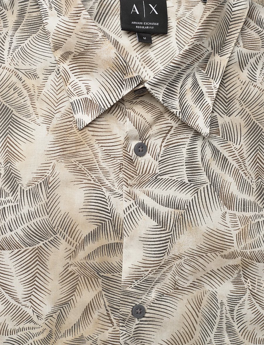 Armani Exchange - SHIRT - short-sleeved shirts - cream leaf allover b - 5