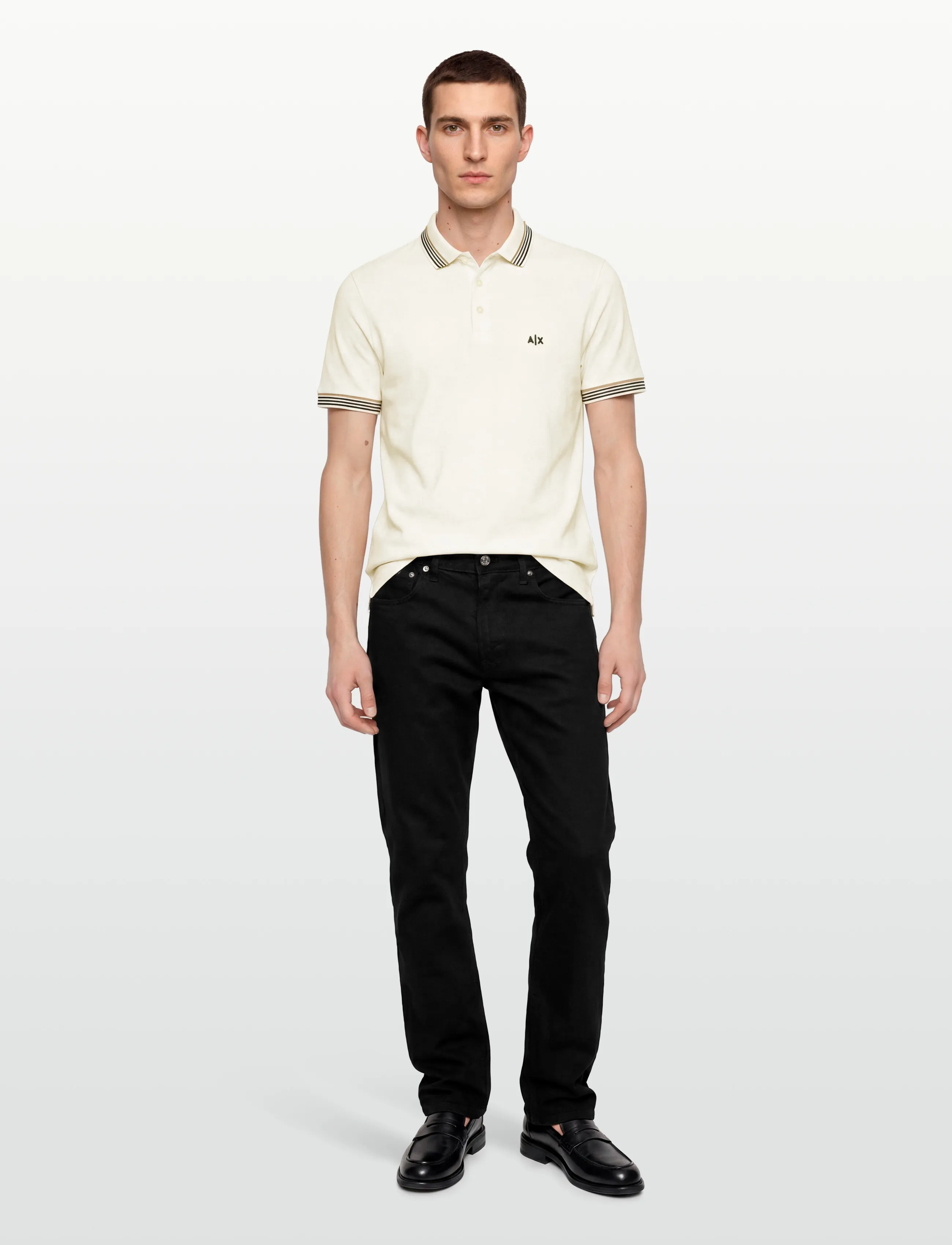 Armani Exchange Polo Shirt, Mænd, Polo T-shirt, Cream, Str: L