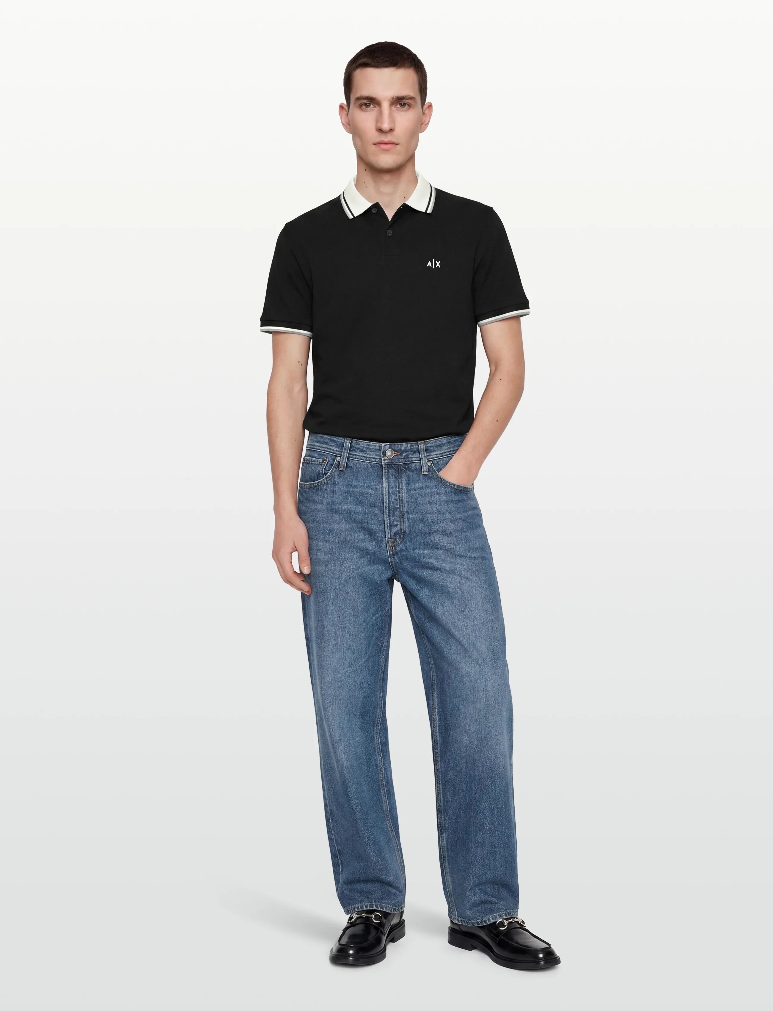 Armani Exchange Polo Shirt, XL, Polos, Schwarz - Short-sleeved, Männerswear