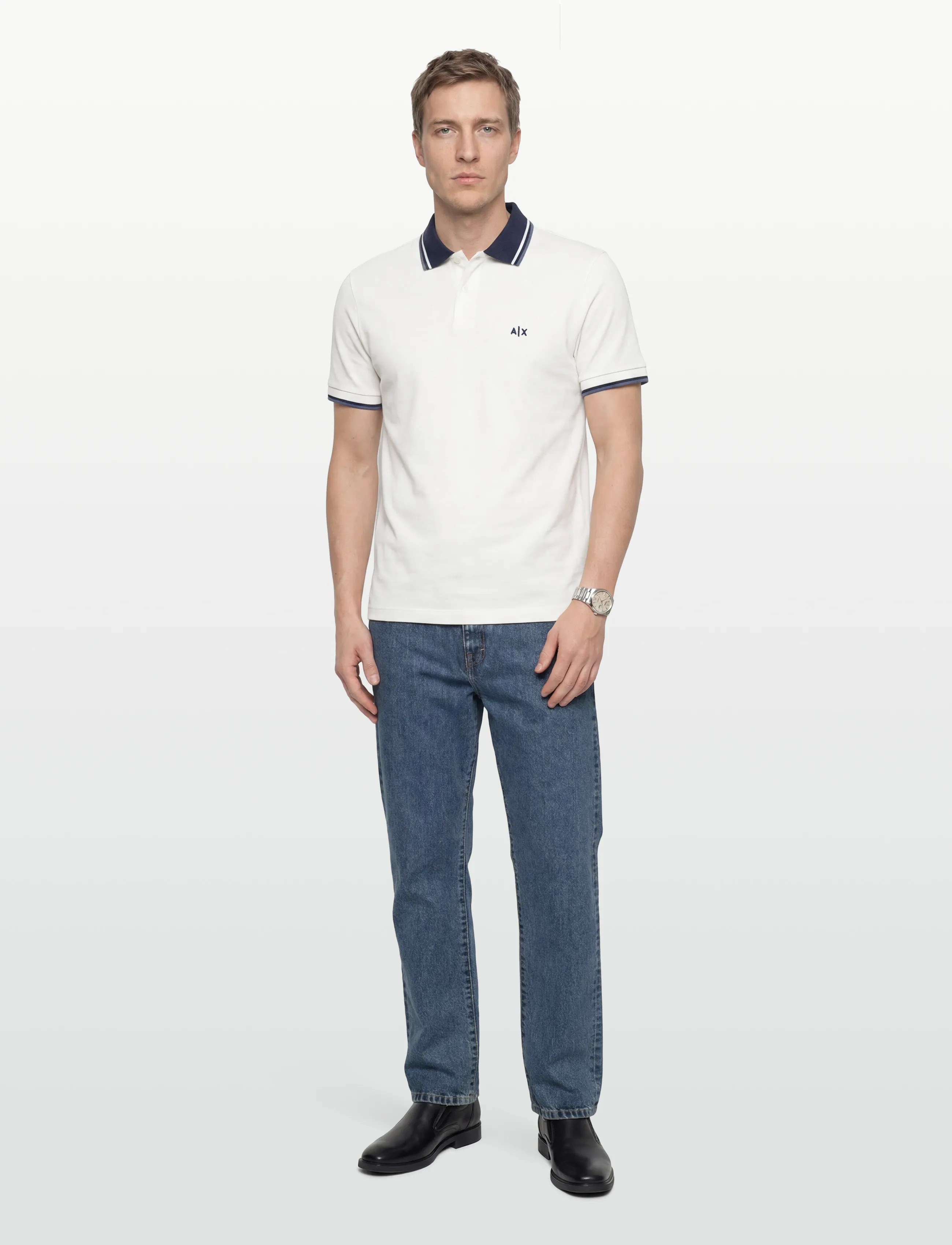 Armani Exchange POLO SHIRT - Armani Exchange - OFF WHITE / navy