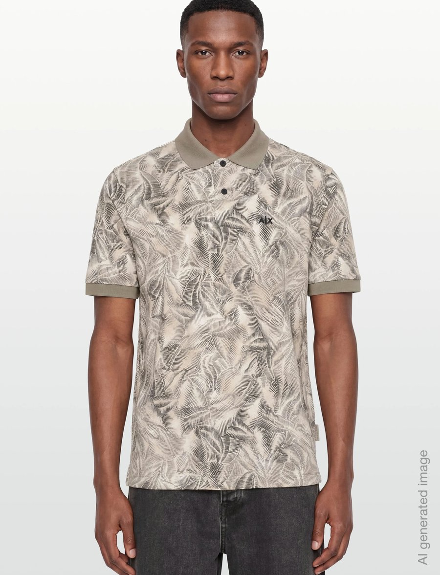 Armani Exchange - POLO SHIRT - short-sleeved polos - cream leaf allover b - 3