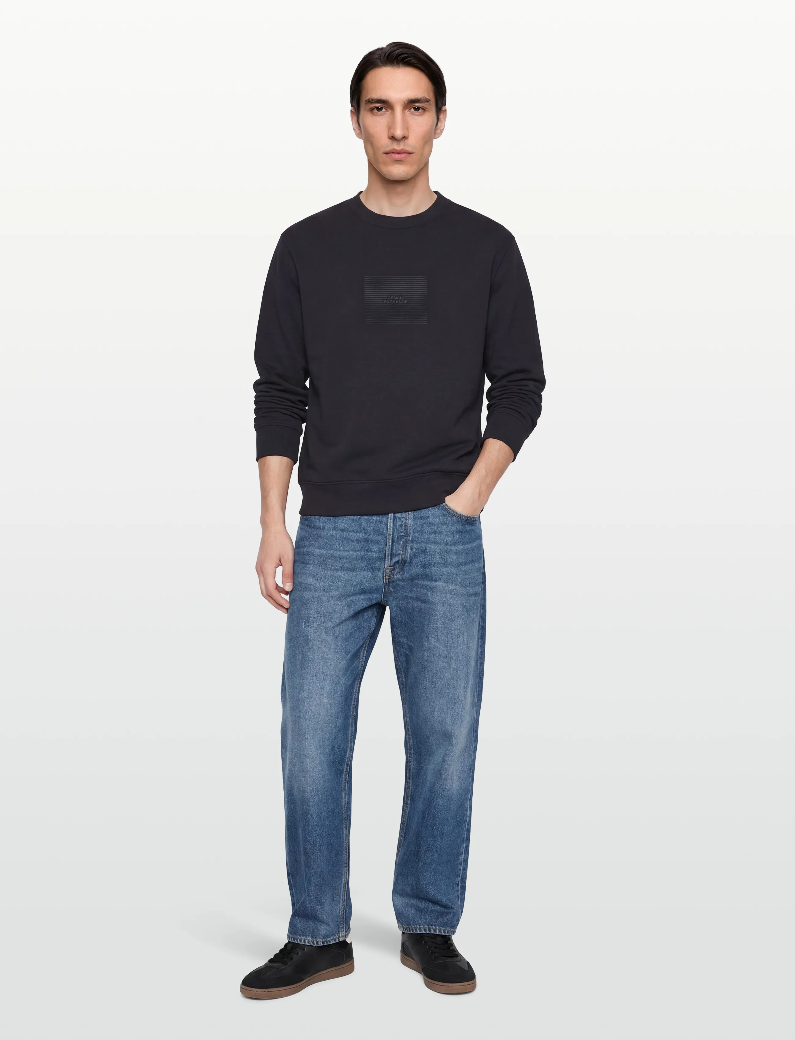Armani Exchange Sweatshirt, Grafisk Sweatshirt, Navy, Str: XL