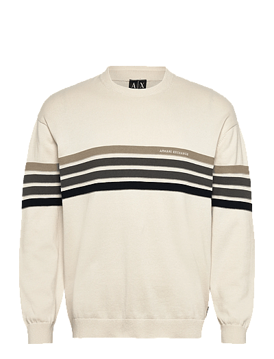 Armani Exchange PULLOVER - Round Necks - CREAM MIX STRIPES / cream