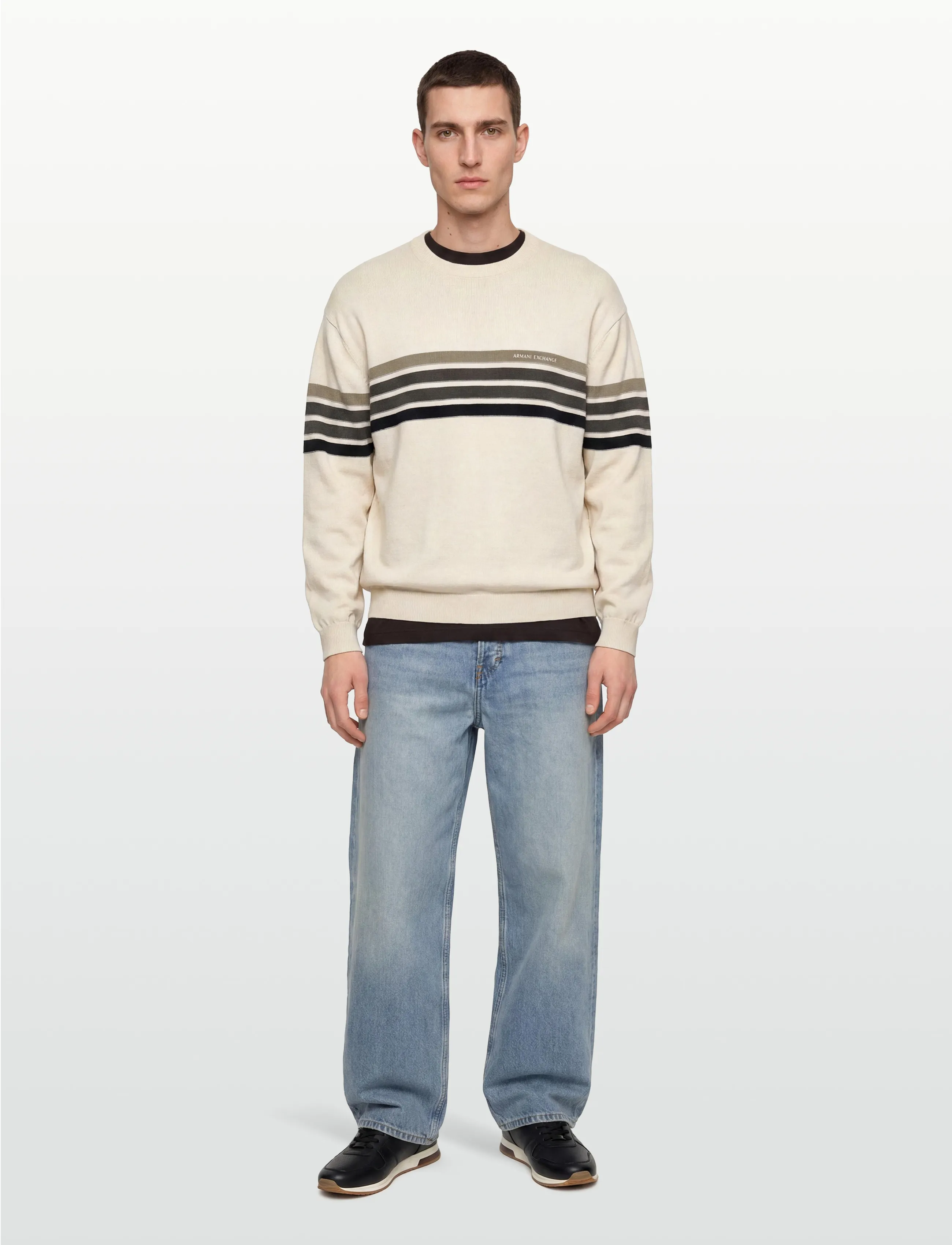Armani Exchange - PULLOVER - basic knitwear - cream mix stripes - 0