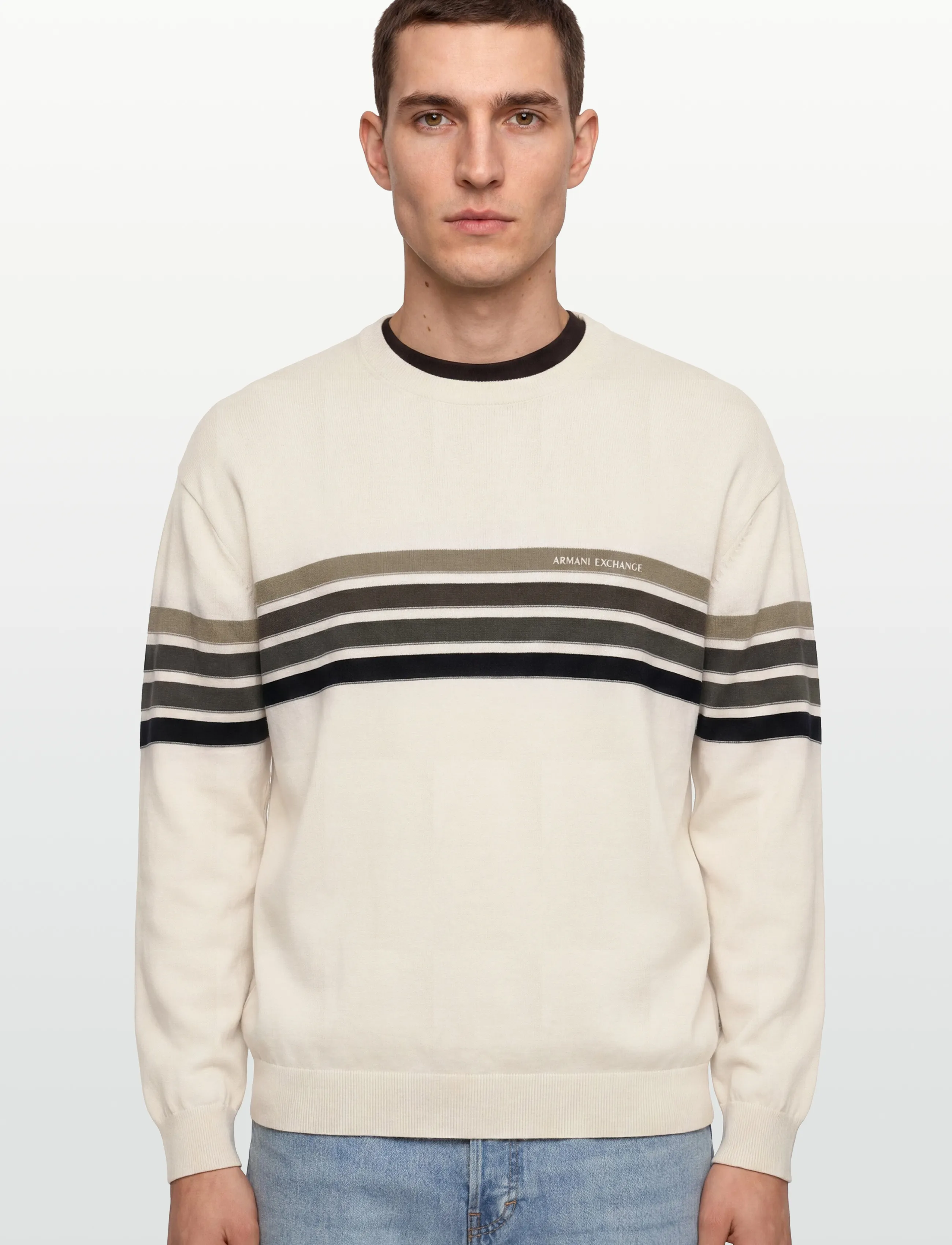 Armani Exchange - PULLOVER - basic knitwear - cream mix stripes - 3