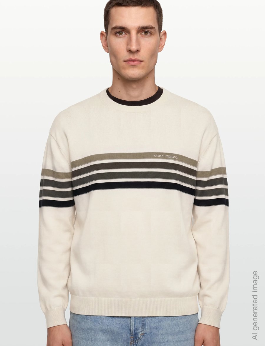 Armani Exchange - PULLOVER - rundhals - cream mix stripes - 3