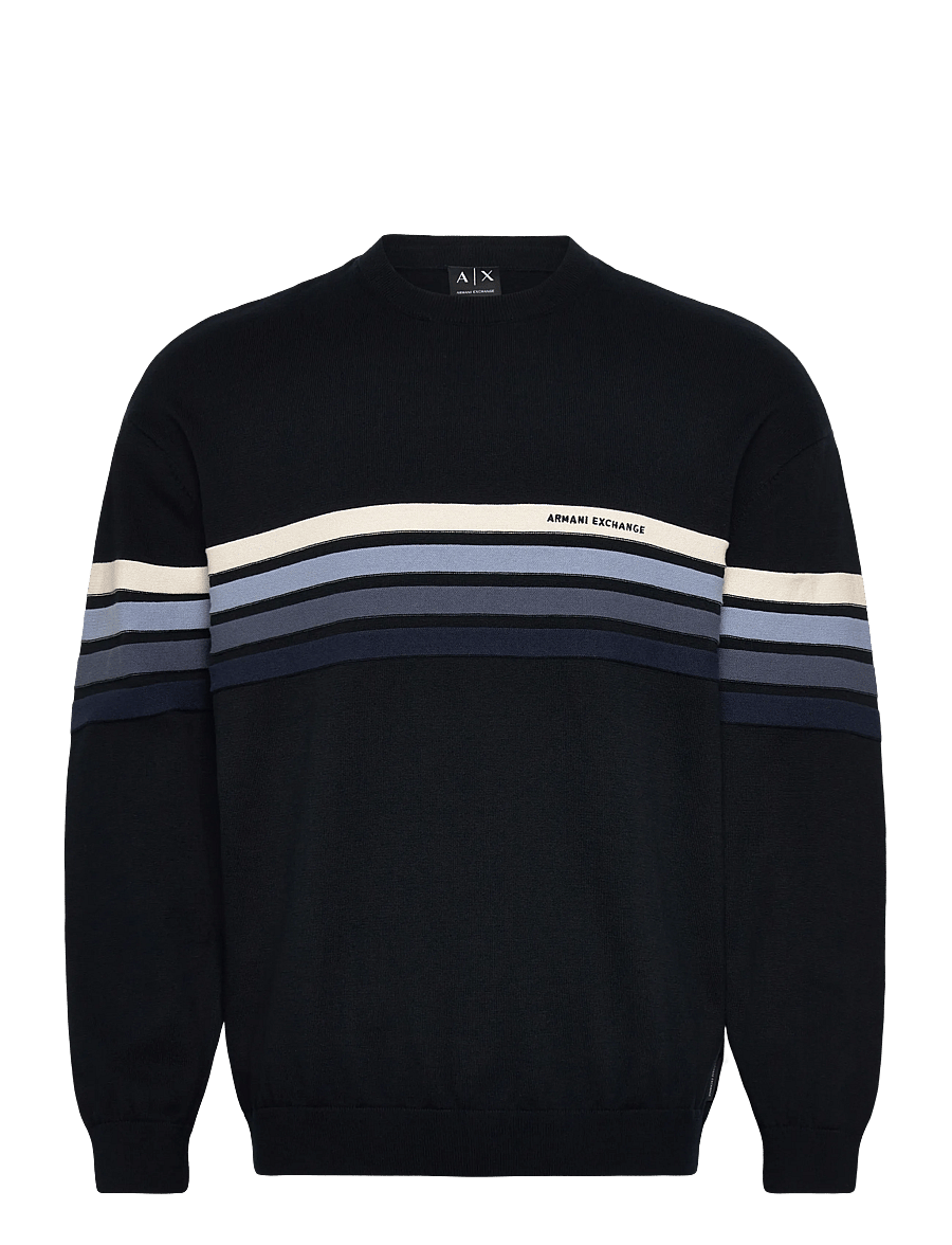 Armani Exchange - PULLOVER - round necks - deep navy mix stripe - 1