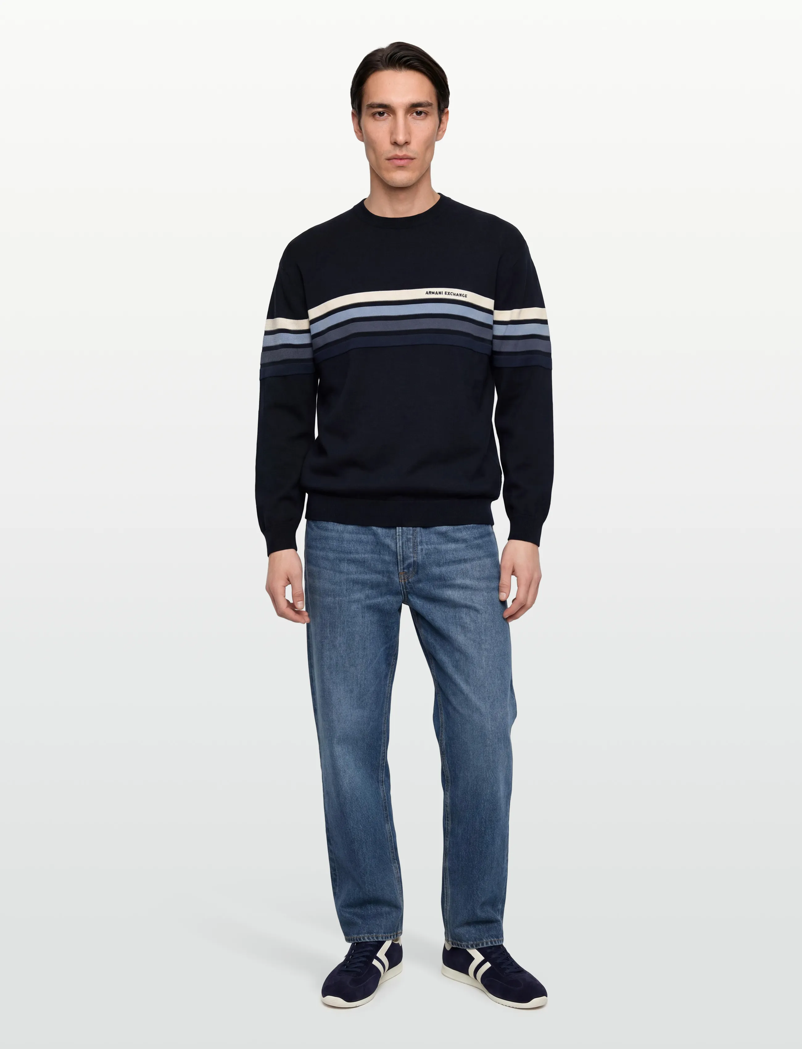 Armani Exchange PULLOVER - Riided - DEEP NAVY MIX STRIPE / navy