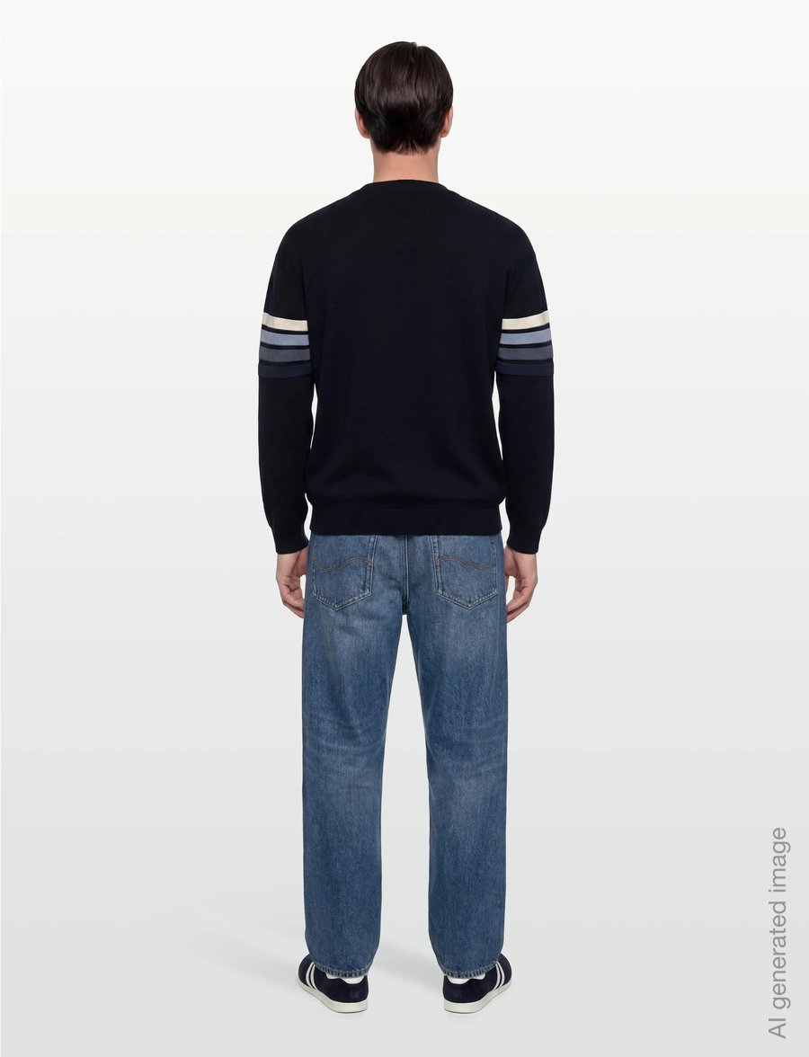Armani Exchange - PULLOVER - round necks - deep navy mix stripe - 4