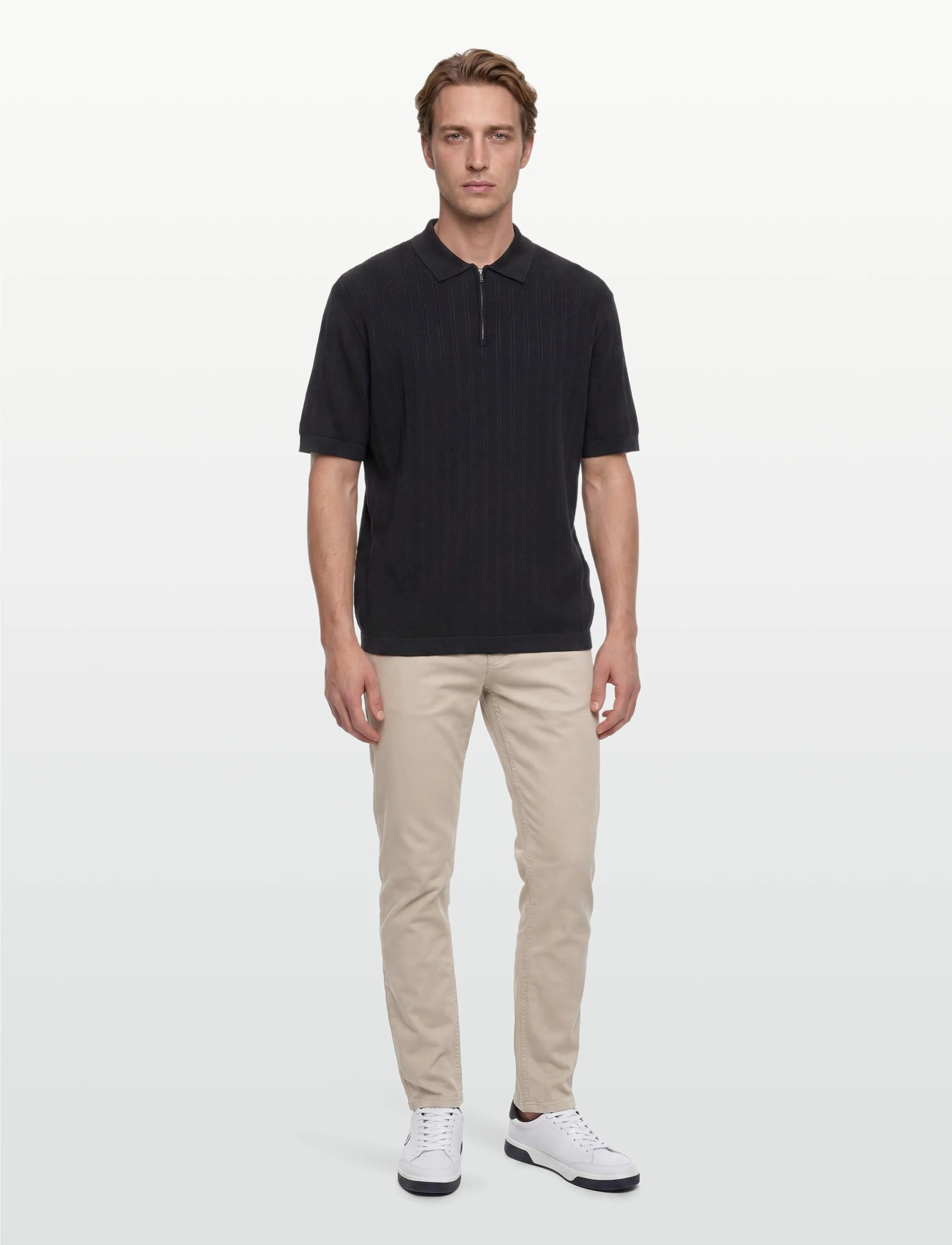 Armani Exchange Knit Polo, Strikket Lynlås Polo, Sort, Str: XXL