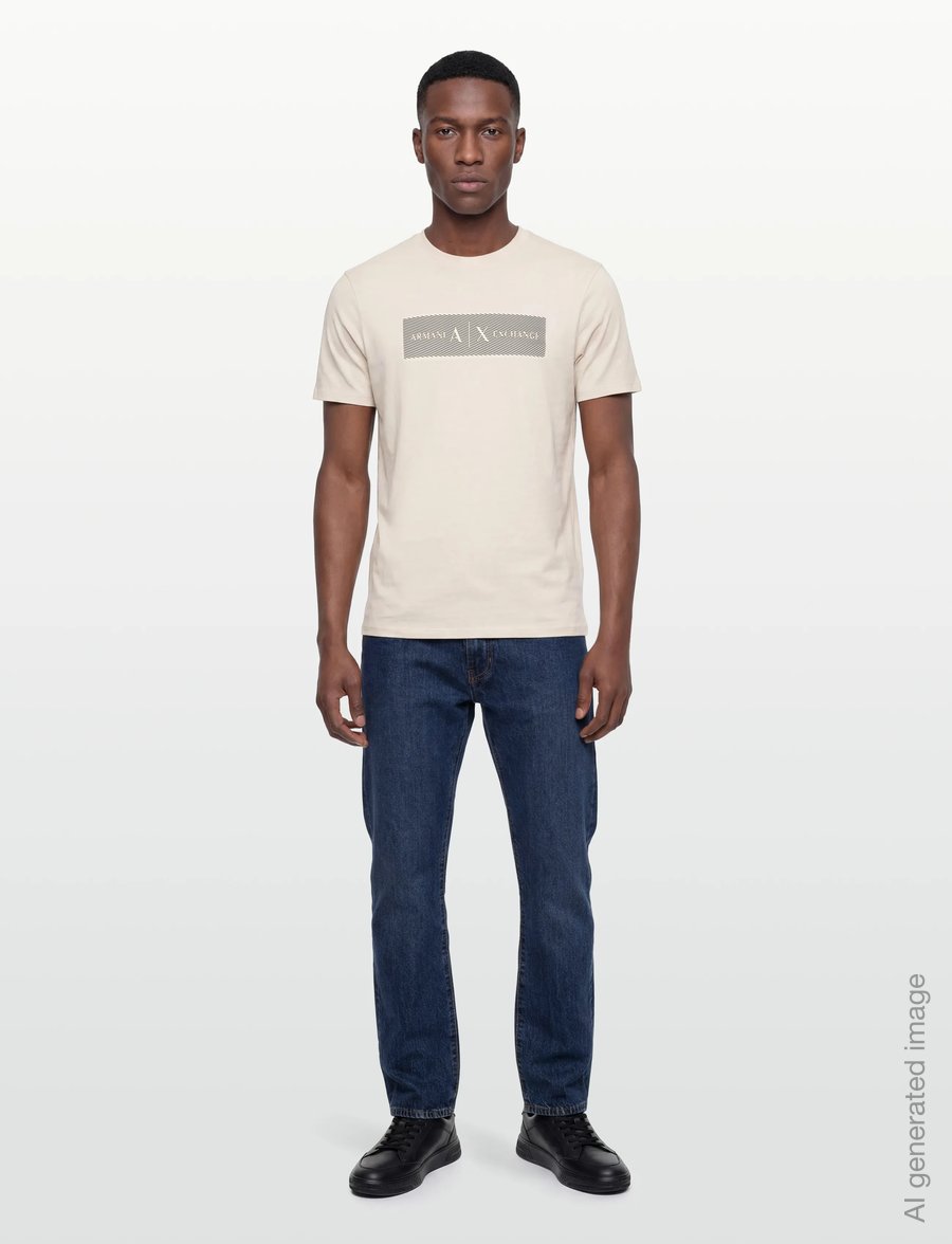 Armani Exchange - T-SHIRT - kurzärmelige t-shirts - cream - 0
