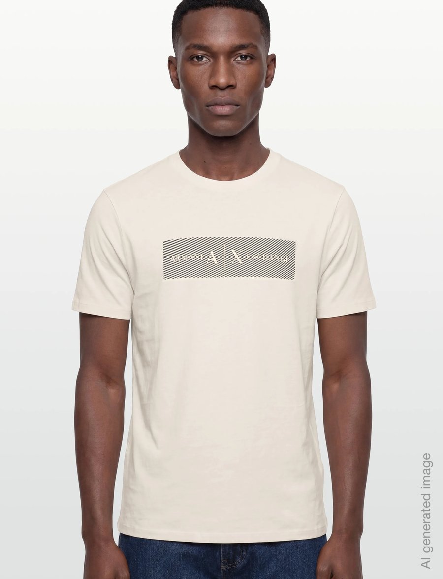 Armani Exchange - T-SHIRT - kurzärmelige t-shirts - cream - 3