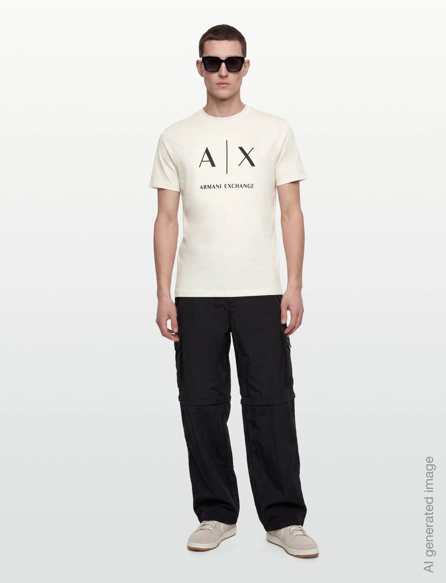 Armani Exchange - T-SHIRT - kurzärmelige t-shirts - cream - 0