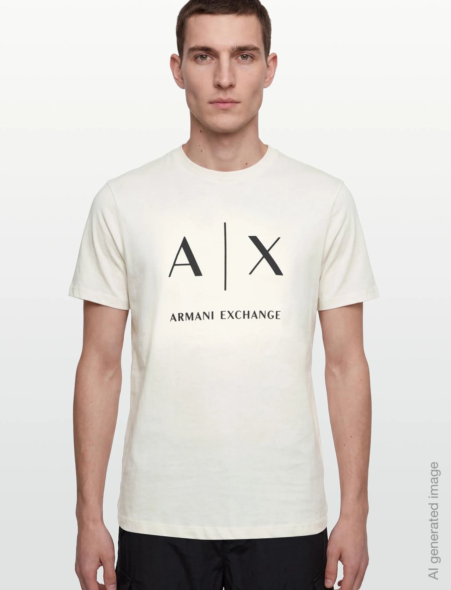 Armani Exchange - T-SHIRT - kurzärmelige t-shirts - cream - 3