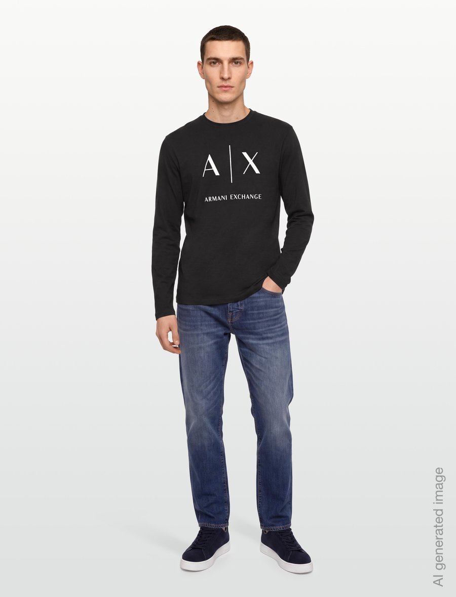 Armani Exchange - T-SHIRT - langärmelige t-shirts - black - 0