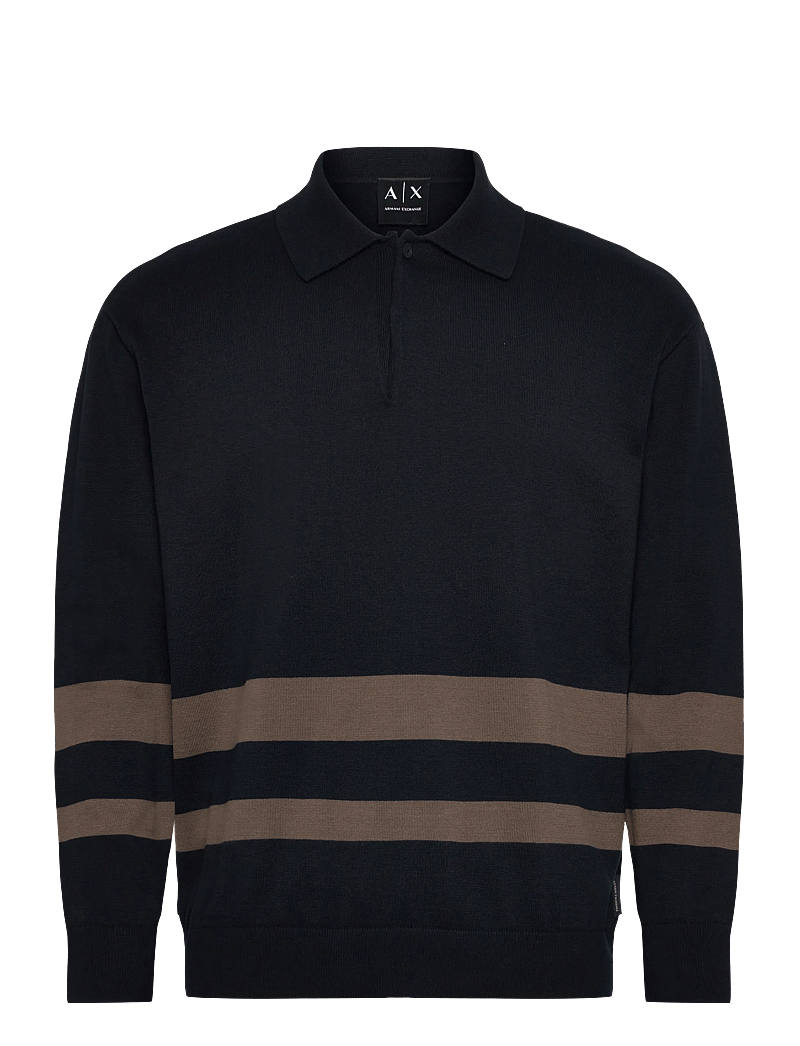 Armani Exchange - KNIT POLO - langärmelige gestrickte polohemden - deep navy/major brow - 1